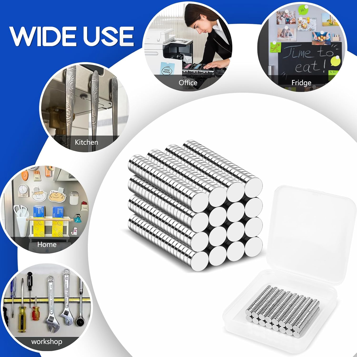 VSKIZ 320Pcs Small Neodymium Magnets, 6x2mm Small Rare Earth Magnet Mini Magnets for Whiteboard, Office, School - Image 6