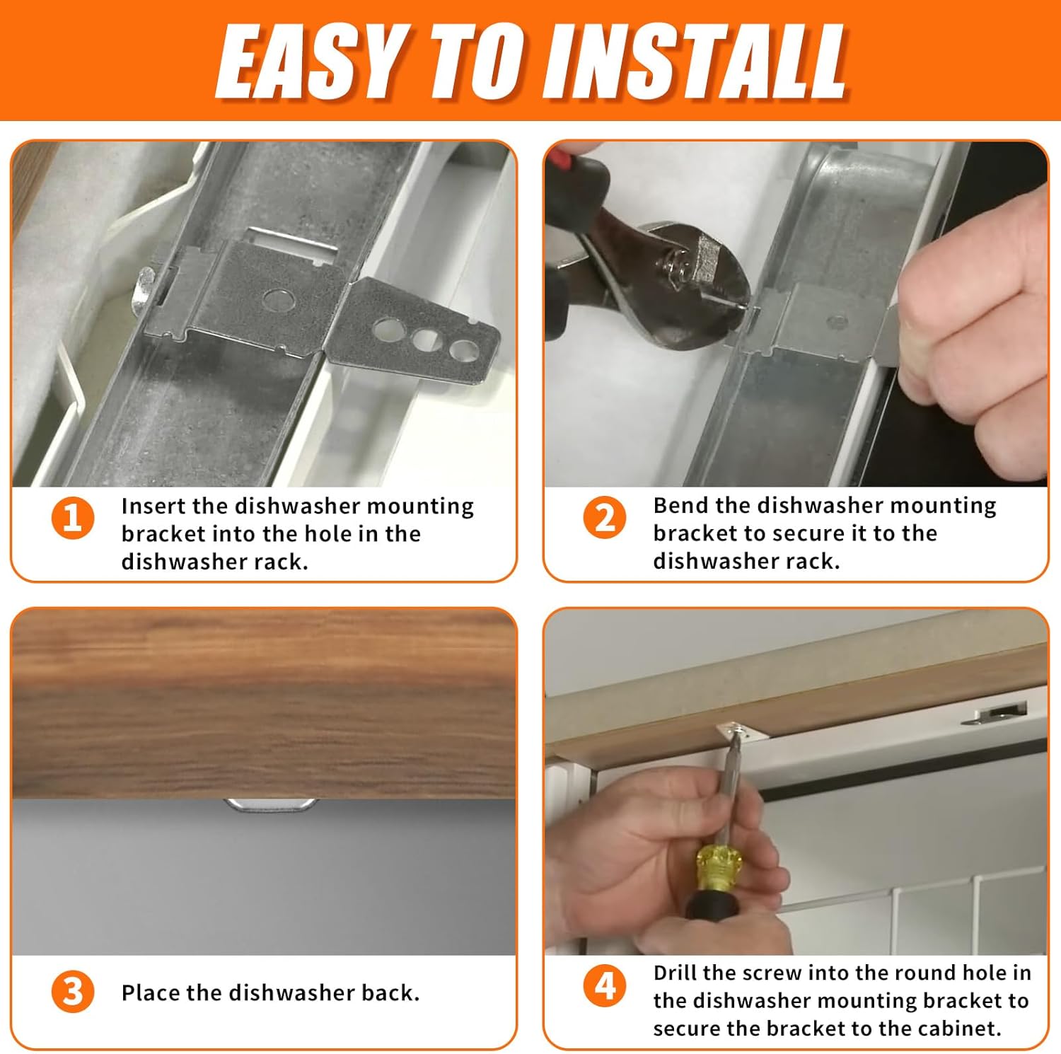 4 Pack 8269145 Dishwasher Mounting Bracket Replacement Parts with Screws Exact Fit for Kenmore Whirlpool KitchenAid Dishwasher, Replaces 8269145 WP8269145VP - Image 5