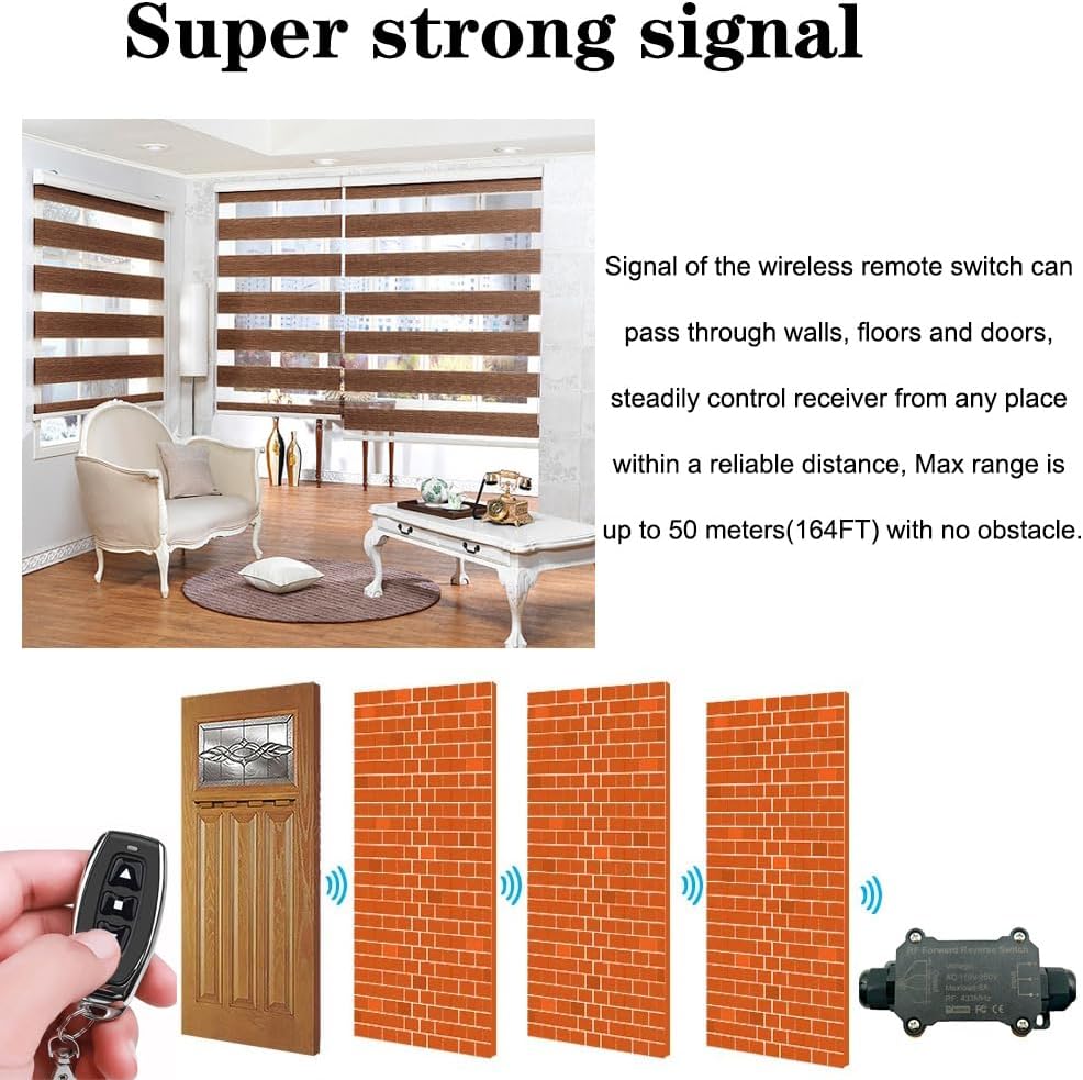 NEWNEWLIU AC110V Forward and Reverse Remote Control Switch,Waterproof Wireless Switch with 8 amps Remote Relay Receiver, AC110V-250V Linear Actuator Remote Switches for Motor - Image 4