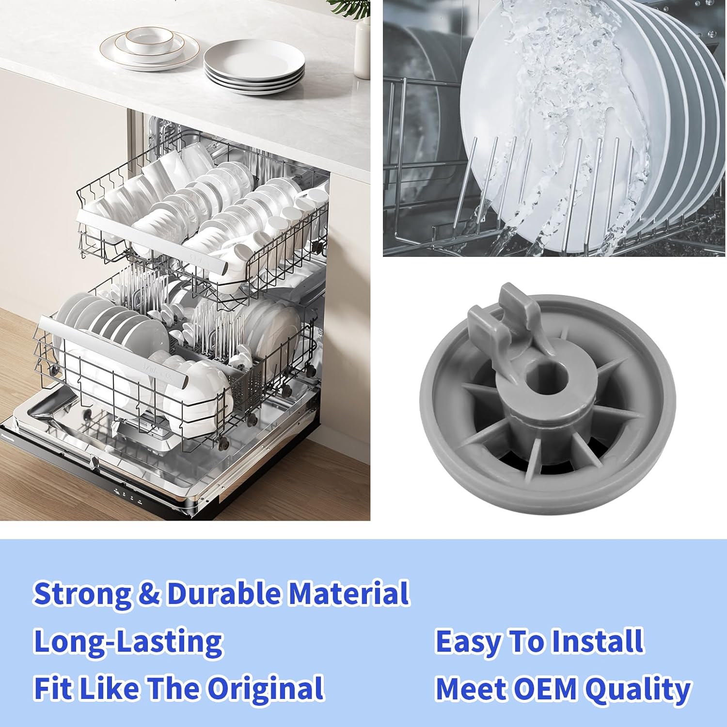 8 Packs 165314 Dishwasher Wheels Lower Rack Exact Fit for Bosch & Kenmore Dishwashers Replaces 420198 423232 AP2802428 PS8697067 - Image 6