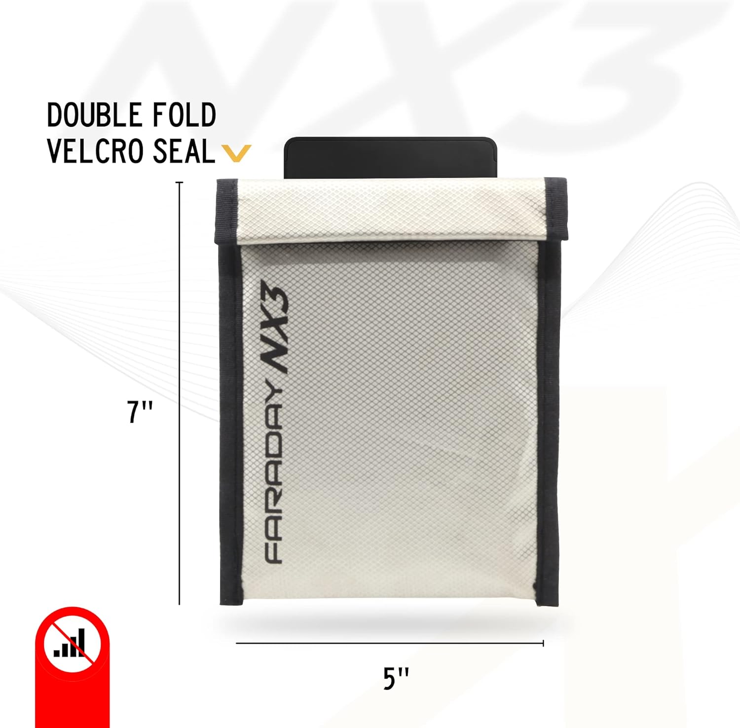 FARADAY DEFENSE 5" x 7" NX3 Triple Layer Cyber Fabric Faraday Bag Sleeves Pouch Signal Shielding, Anti-Hacking, Anti-Tracking, EMP Bag - Image 3