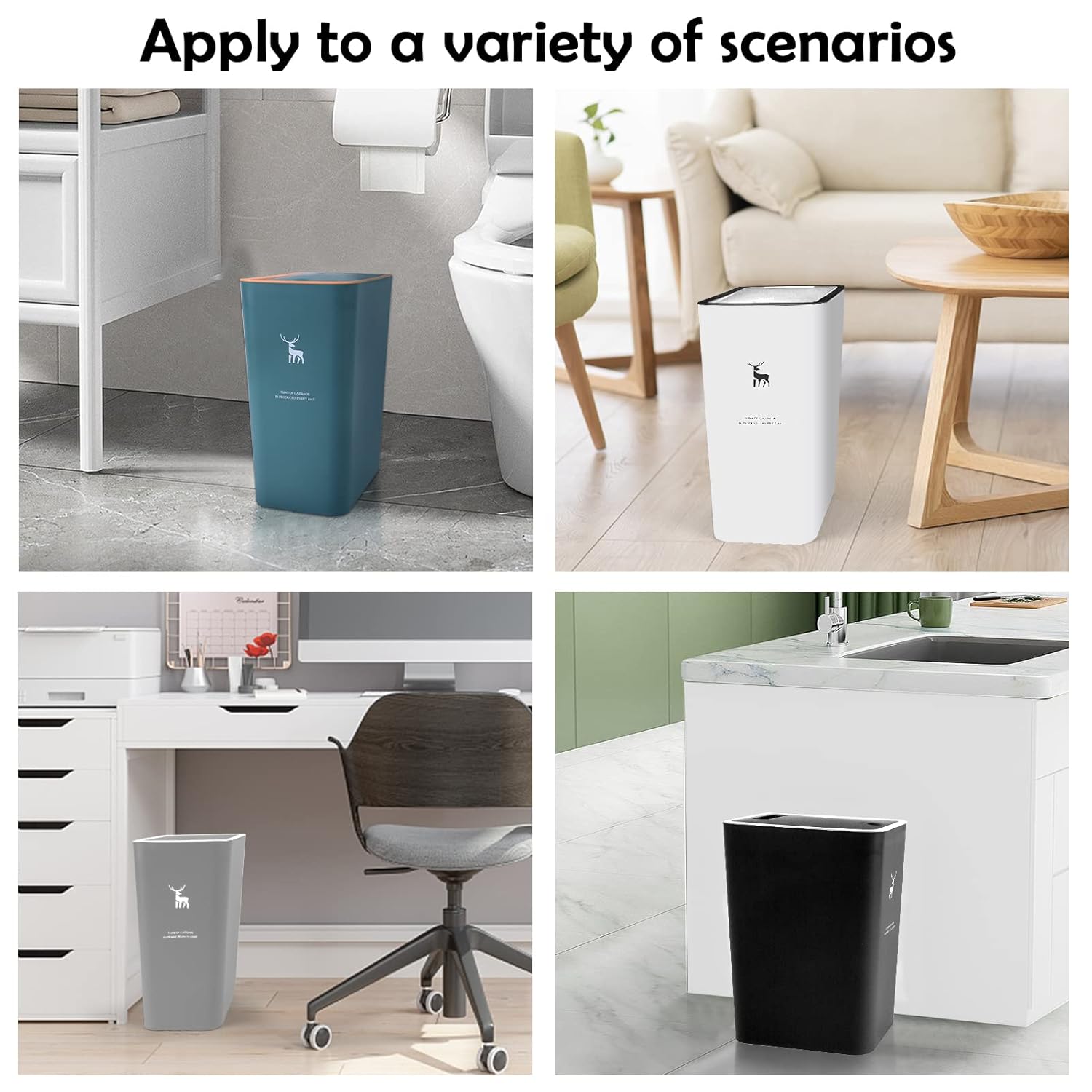 XPIY Trash Can with Lid, 2 Pack 4 Gallons/15 Liters Garbage Can with Press Top, Small Trash Can Dog Proof, Plastic Trash Bin, Waste Basket for Bathroom|Kitchen|Bedroom|Office (2, Grey) - Image 6