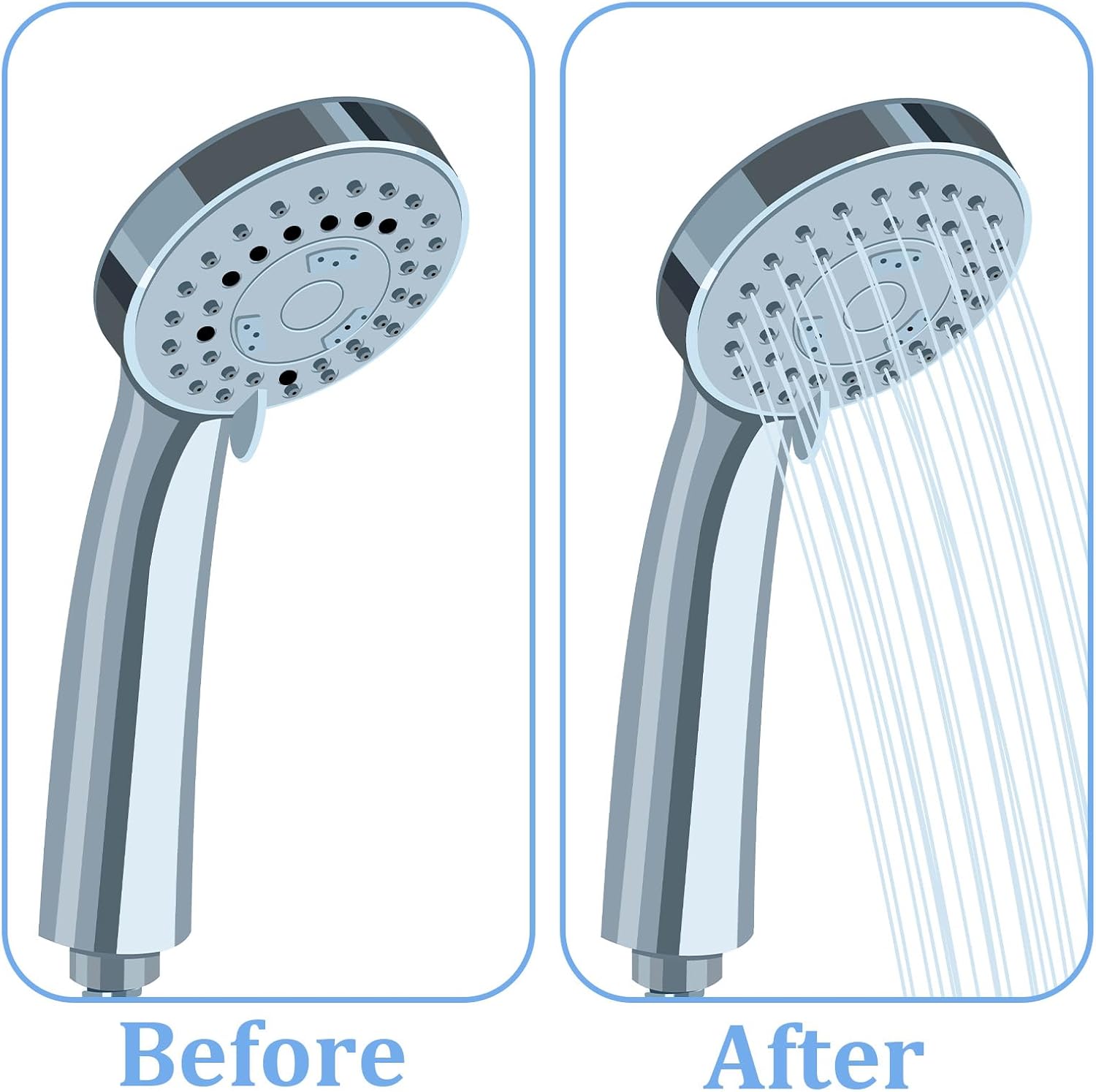 Shower Head Flow Restrictor Set, 1.8 and 2.5GPM Flow Reducer Limiter Fixed Shower Head Water Saver Replace Parts with 50 PCS Soft Silicone Nozzles for Showerhead Replacement - Image 5