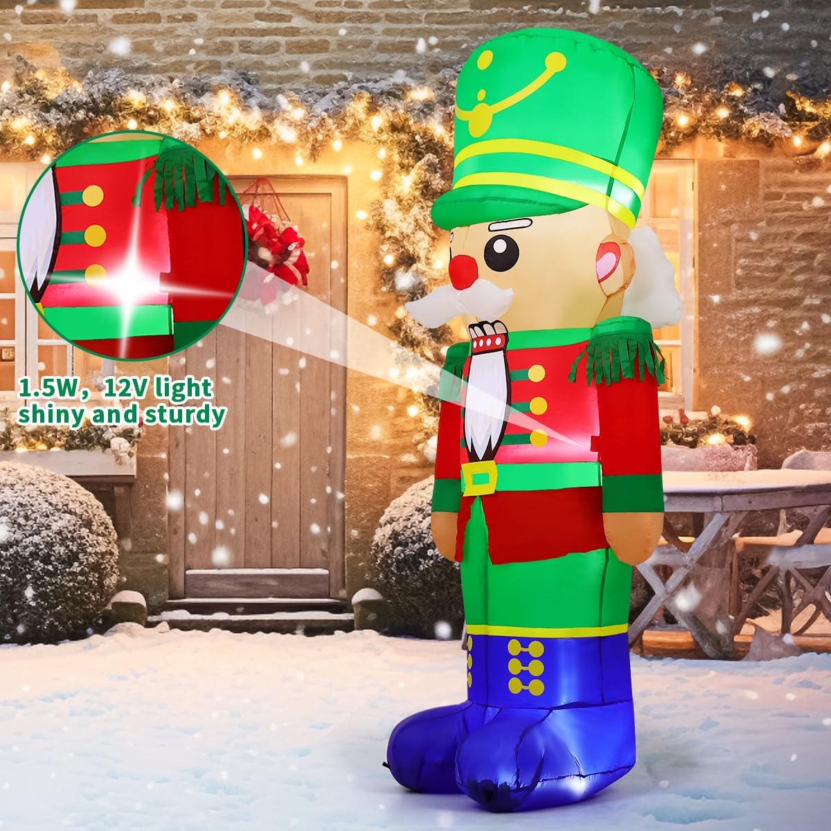 COMIN 6.5FT Christmas Inflatable Nutcracker Soldier Blow-Up Yard Decoration with LED Lights Xmas Holiday Décor for Outdoor Lawn Garden - Image 2