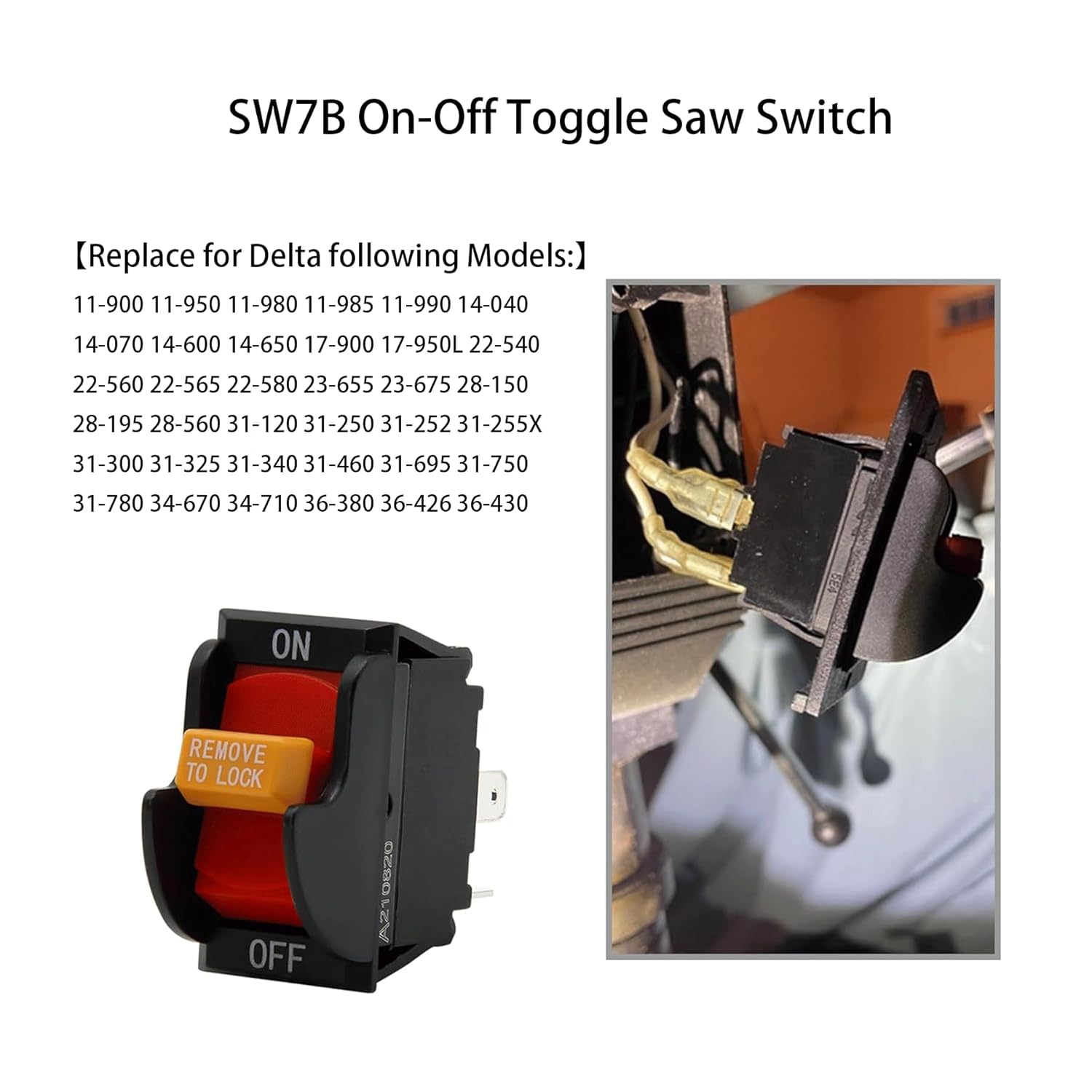 SW7B On-Off Toggle Switch 2 Prong for Delta, Ryobi Table Saws Drill Press - Aftermarket Replacement Part 489105-00 46023 for Power Tools, Planer, Band Saw - Image 4