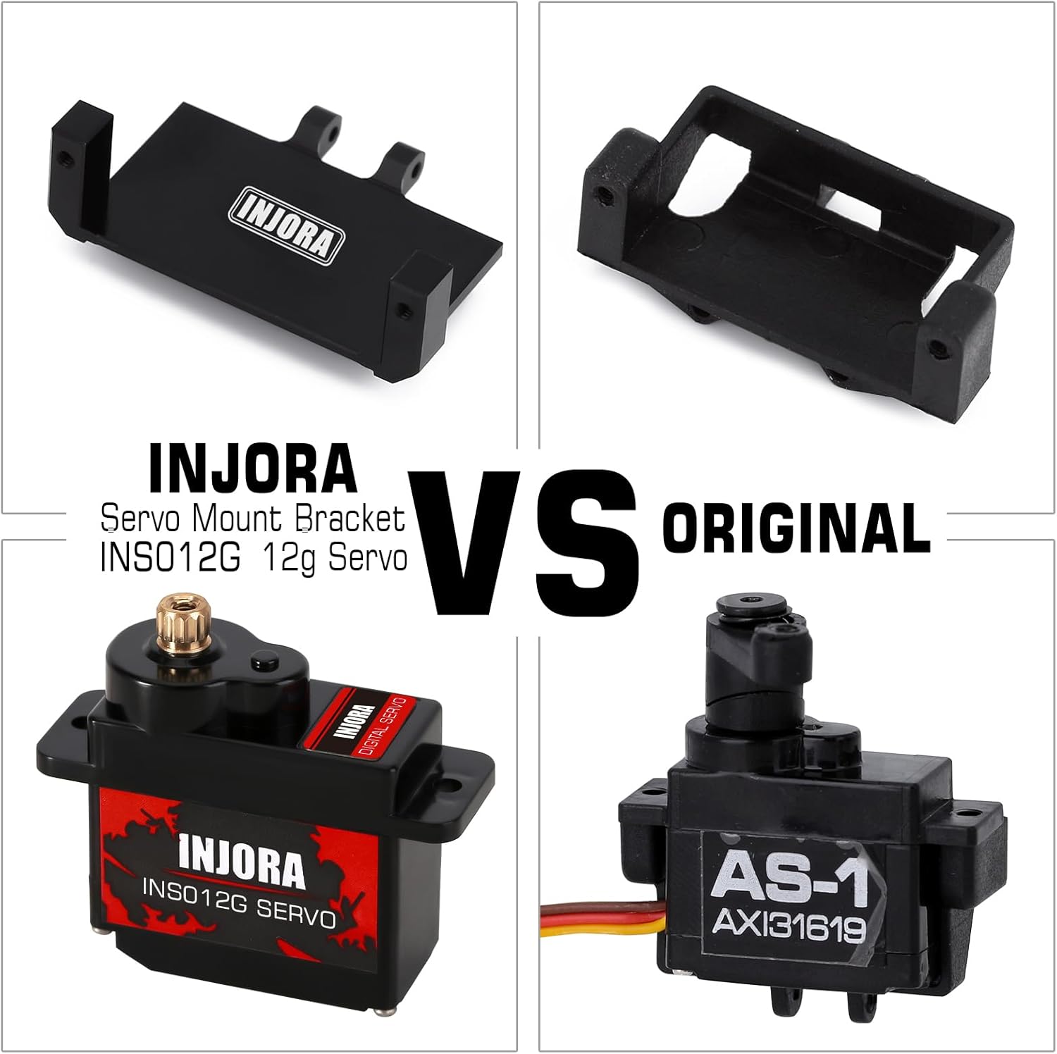 INJORA RC Servo 12g Digital V2 Servo with Metal Mount and 15T Arm for AX24 Axial SCX24 Car Model Upgrade Parts(Red) - Image 5