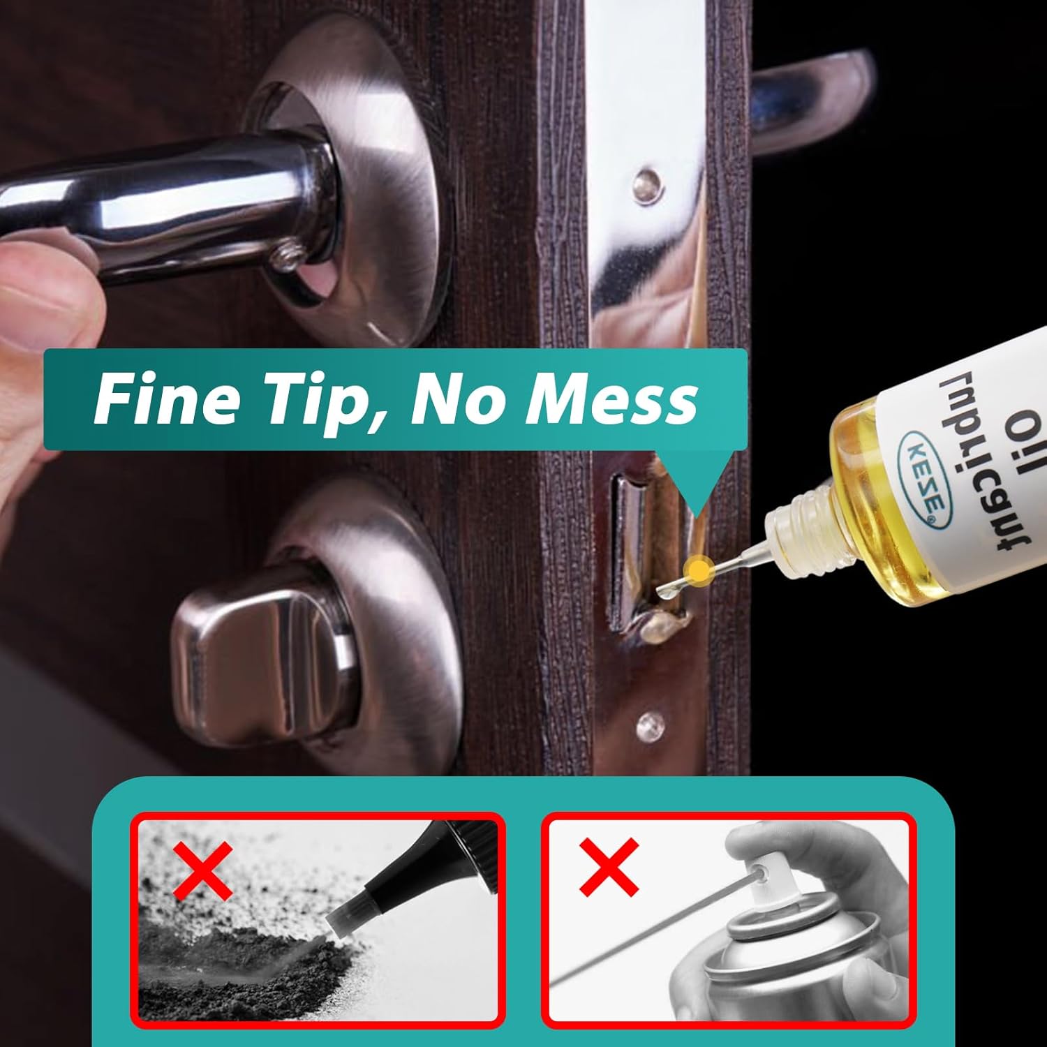 Keze Door Hinge Lubricant Door Squeaky Fix Lubricating Oil for Noise Synthetic Knife Oil Lube for Lock Hinge Hair Trimmers Knife Pivot Machine Tools Watch Keyhole with Needle Oiler 1 oz, 1 Pcs - Image 3