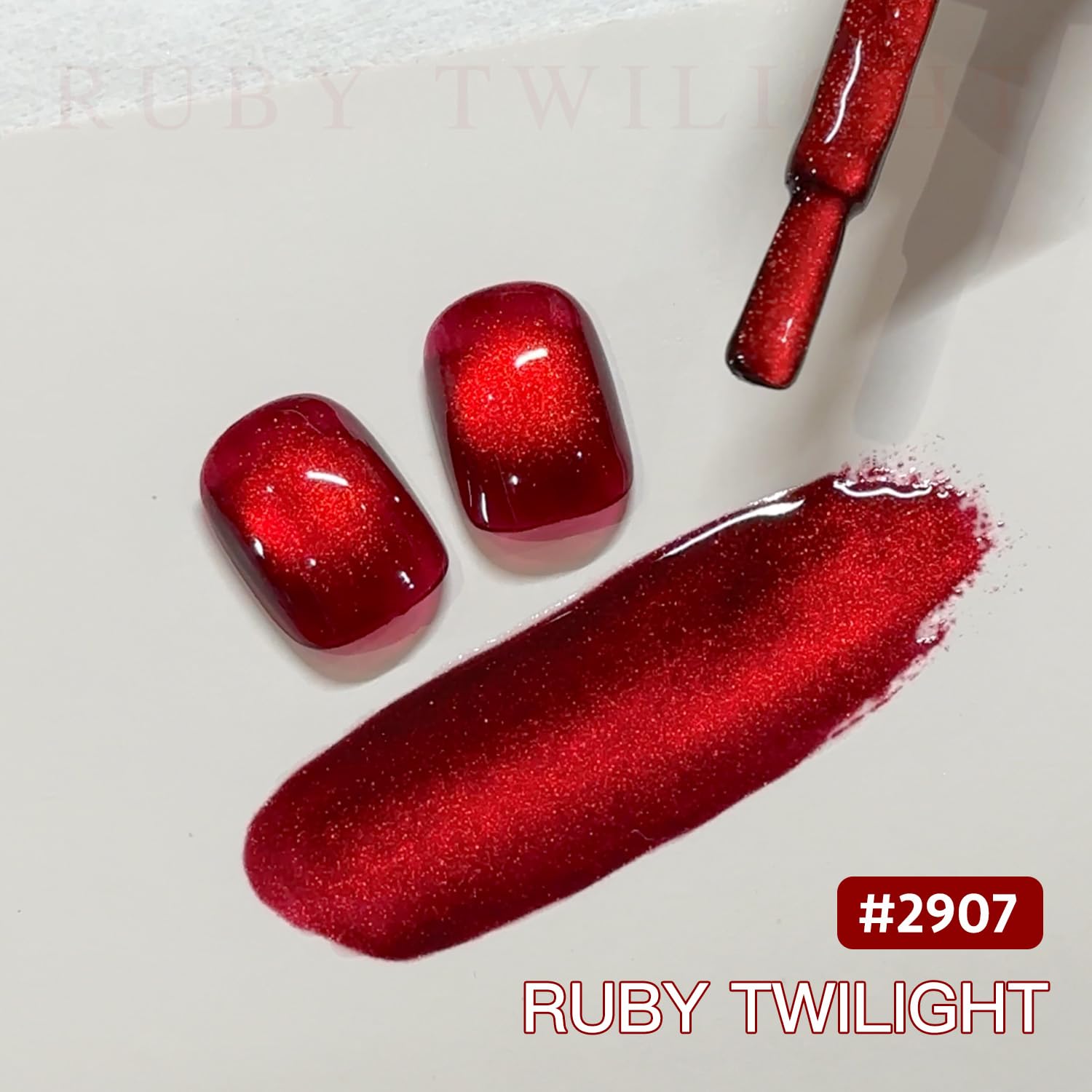 GAOY Red Cat Eye Gel Nail Polish, 16ml Glitter Holographic Nail Polish with Magnet, Reflective Translucent UV Gel, 2907 Ruby Twilight - Image 2