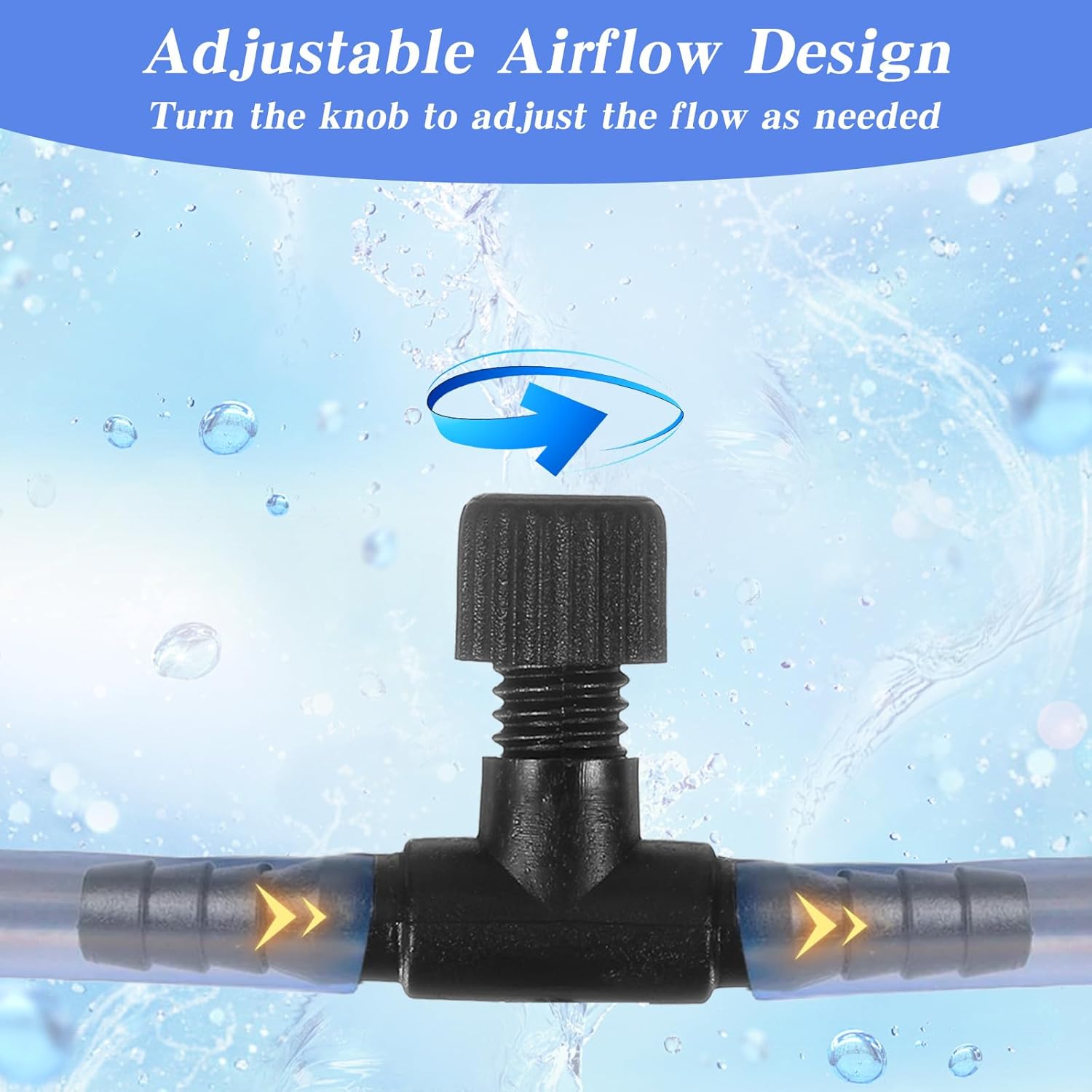 HJZHII 10 Pcs Aquarium Air Control Valves for 3/16" (4mm) ID Airline Tubing, Adjustable T Shaped Hose Connectors Black Single Way Plastic Air Flow Regulator Airpump Accessories for Fish Tanks - Image 4