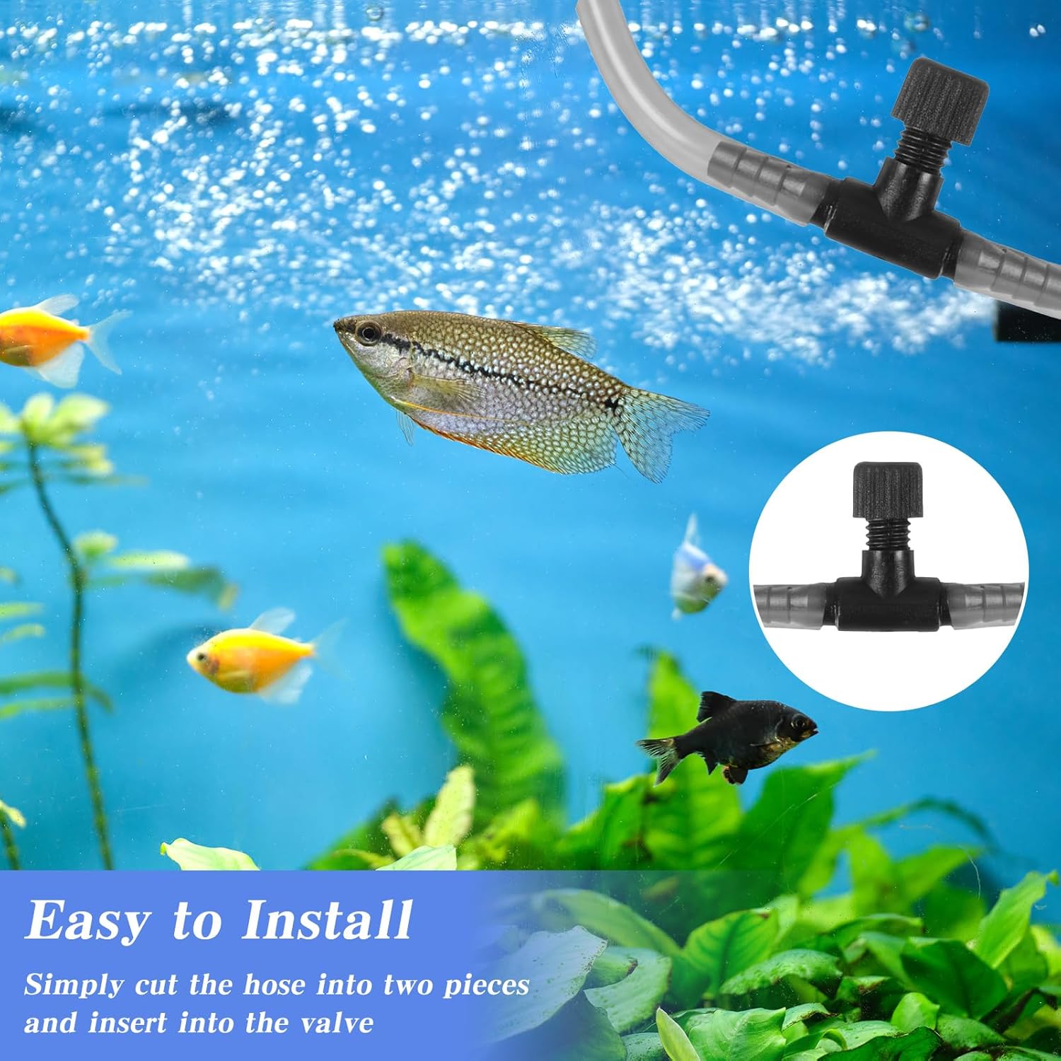 HJZHII 10 Pcs Aquarium Air Control Valves for 3/16" (4mm) ID Airline Tubing, Adjustable T Shaped Hose Connectors Black Single Way Plastic Air Flow Regulator Airpump Accessories for Fish Tanks - Image 5