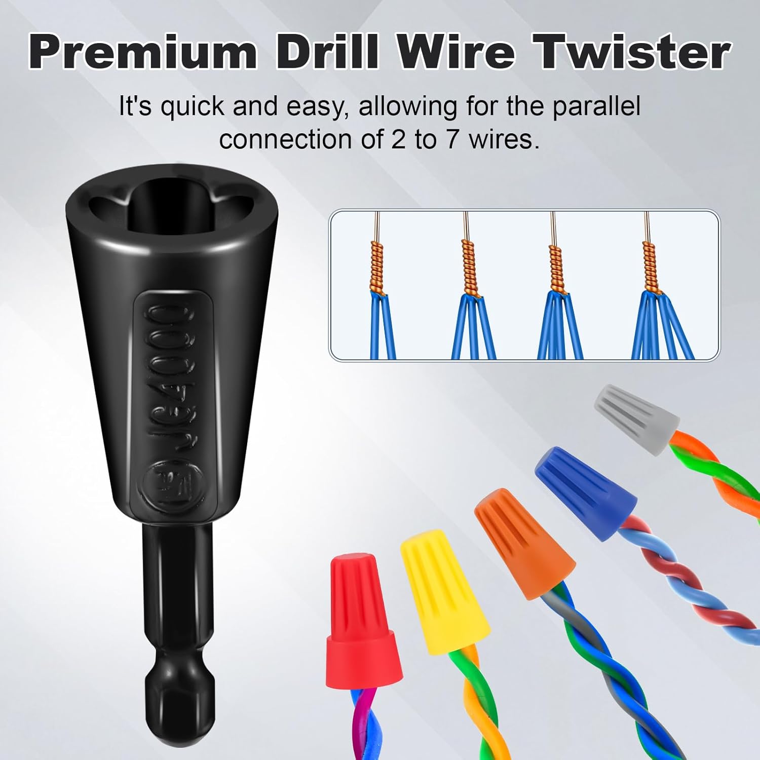 4 Pcs Multifunctional Wire Twister Tool for Drill, Lightweight Wire Nut Twister Compatible with 8 to 24 Awg and 2 to 7 Ways Effortlessly, Wire Nut Twister for Drill for Electrical Power Drill - Image 3