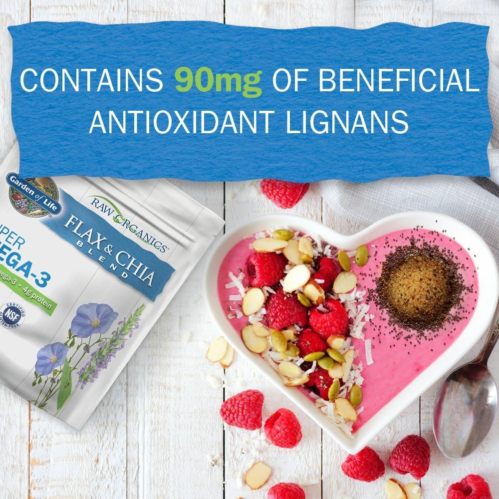 Garden of Life 100% USDA Organic Ground Flax Seed & Chia Blend, Gluten Free Cold Milled Golden Flaxseed Meal plus Premium Black Chia Seeds - Vegan Fiber, Protein and Omega 3 Fatty Acids, 24 Servings - Image 3