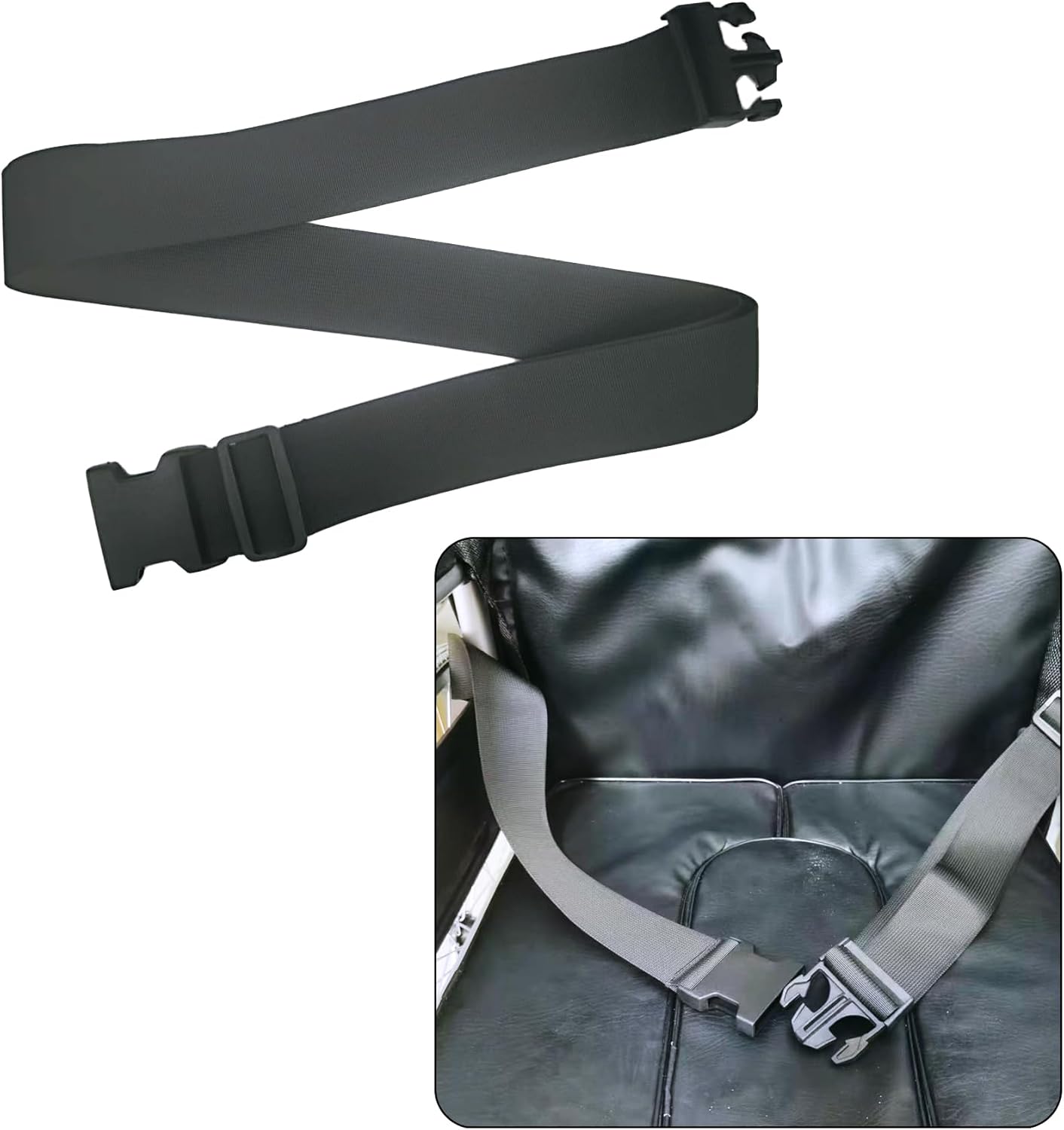 1pac Wheelchair Safety Strap Seat Belt Adjustable Anti-Fall Extra Long Size-Suitable Universal Harness with Buckle Patients Chair Medical Seniors Disable Prevent Sliding Belt Restraints Straps(Black)