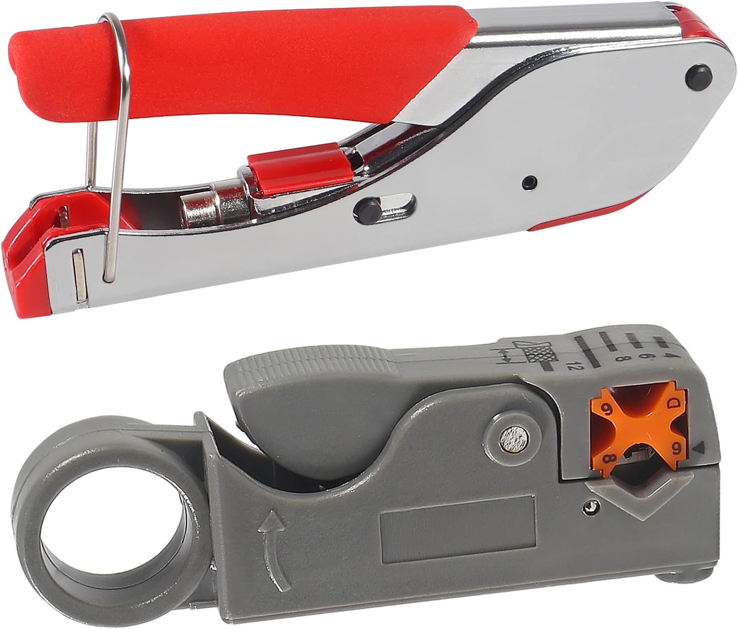 RG6 RG59 Coax Cable Compression Crimper Tool Kit,with 10 pcs Coaxial Compression Fitting Connector,Compression Tool, Coax Cables Stripper for Cable TV Video Audio - Image 7