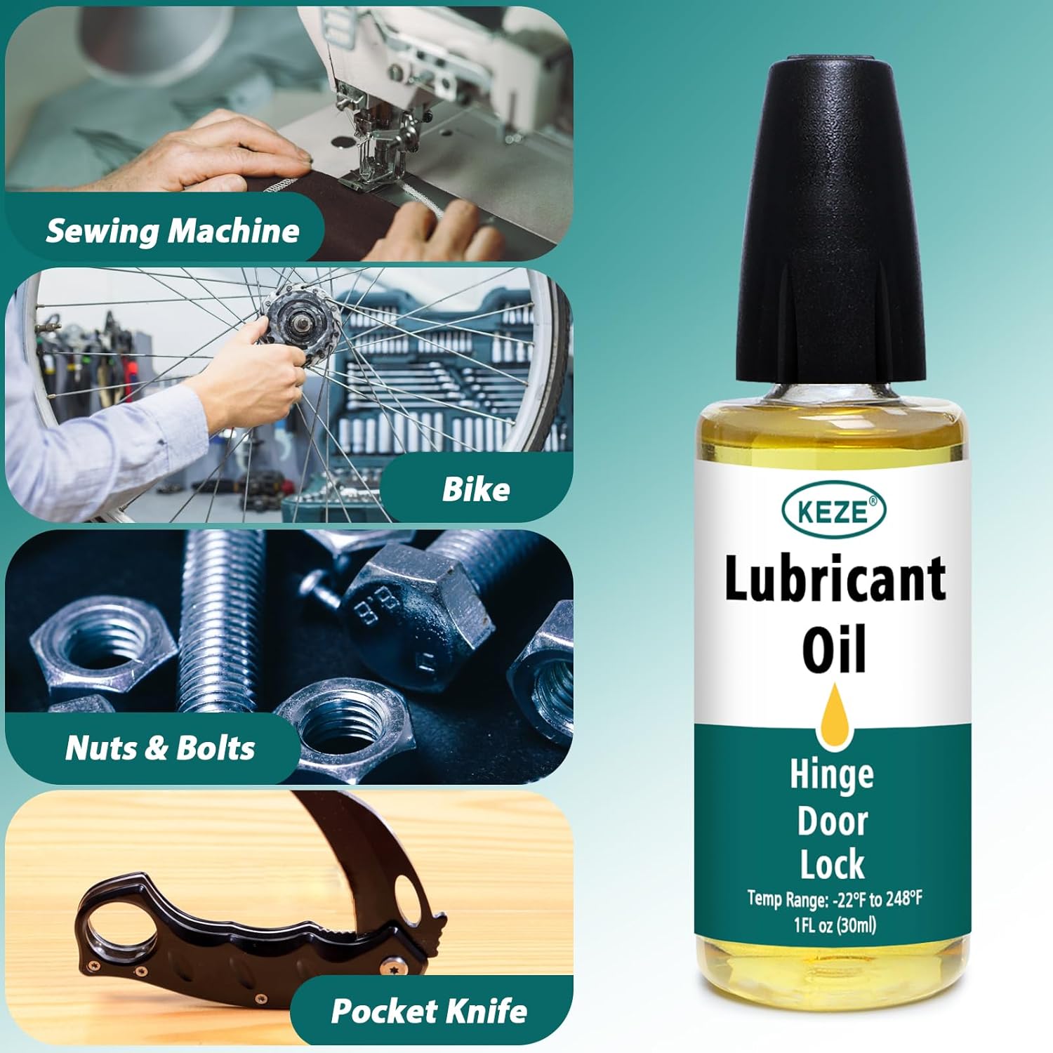 Keze Door Hinge Lubricant Door Squeaky Fix Lubricating Oil for Noise Synthetic Knife Oil Lube for Lock Hinge Hair Trimmers Knife Pivot Machine Tools Watch Keyhole with Needle Oiler 1 oz, 1 Pcs - Image 7