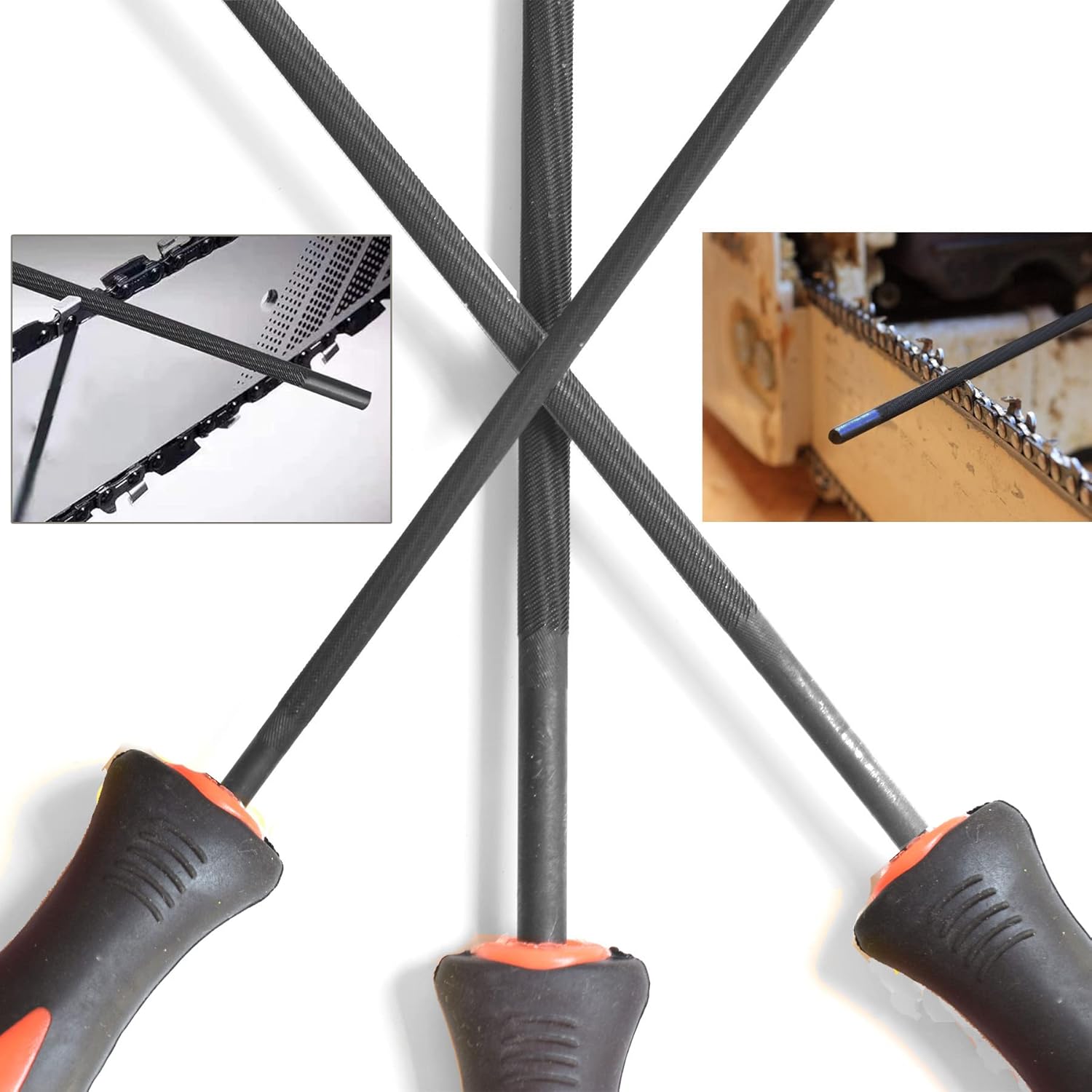 SKZIRI Chainsaw File Set with 3 Sizes 5/32, 7/32, 3/16 inch, 3PCS Chainsaw Sharpener Set Tool Kit Chain Sharpening File Sharpening File Steel with Plastic Handle Round Files for Chainsaw Chain - Image 4