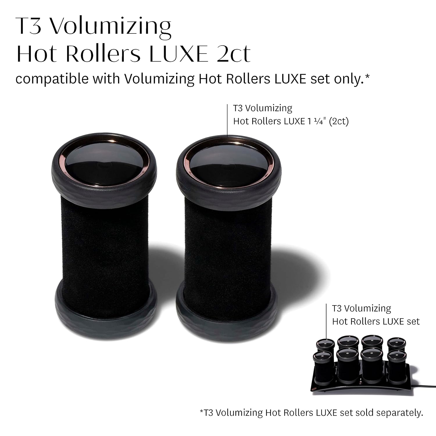 T3 Volumizing Hot Rollers LUXE (2 ct.) for Long Lasting Volume, Body & Shine | Compatible with T3 Volumizing Hot Rollers LUXE Set only - Image 3