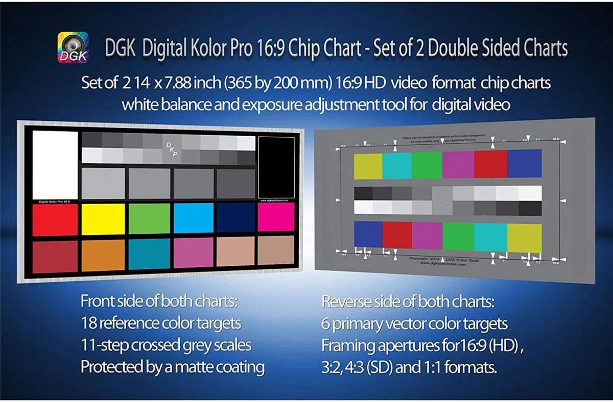 DGK Color Tools Digital Kolor Pro 16:9 Large Color Calibration and Video Chip Chart, 2-Pack - Image 8