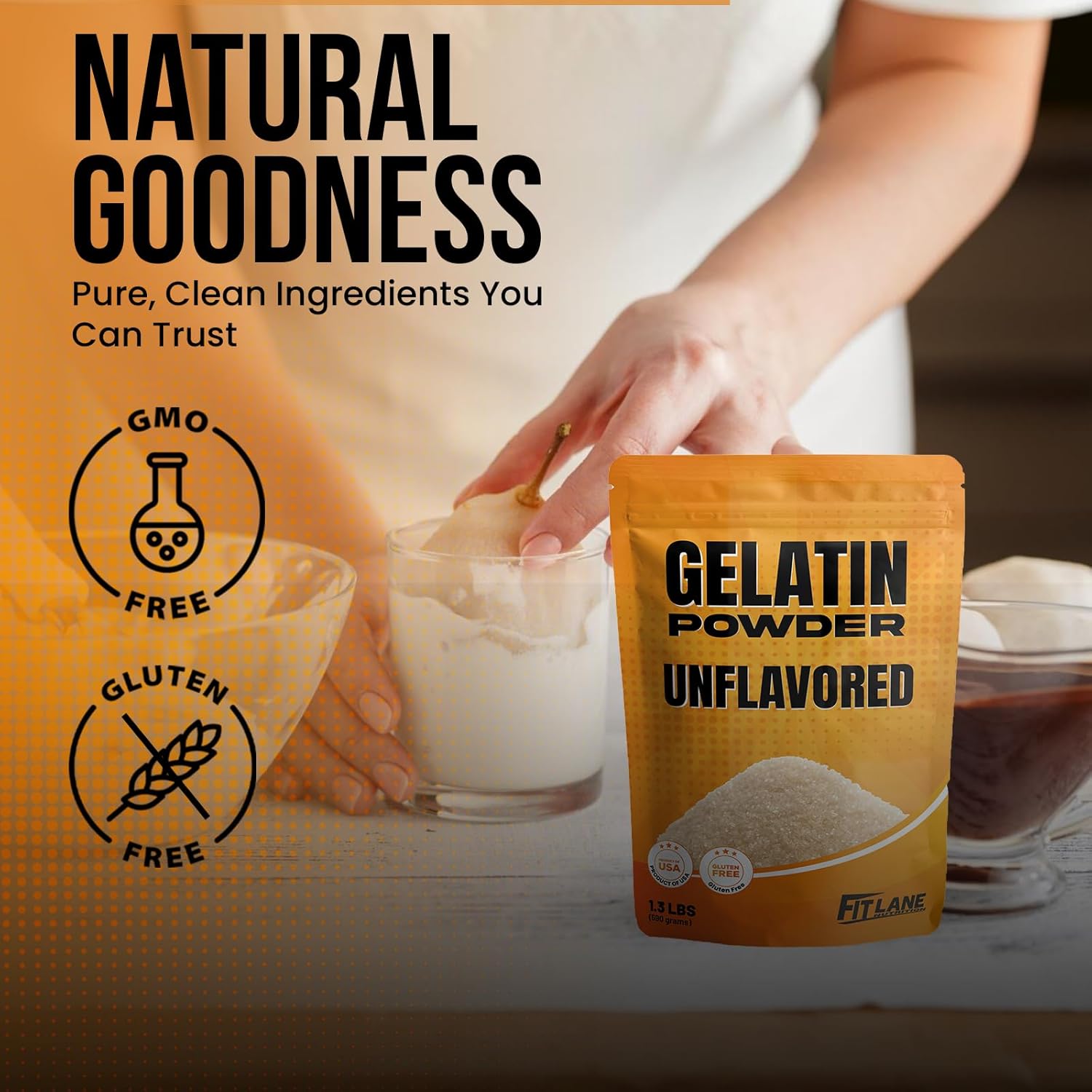 Gelatin Powder Unflavored 6 oz - Bulk Bag - Gelatina Sin Sabor en Polvo - Product of USA - Perfect for Desserts, Baking & Cooking - Supports Hair, Skin & Nails - Image 5