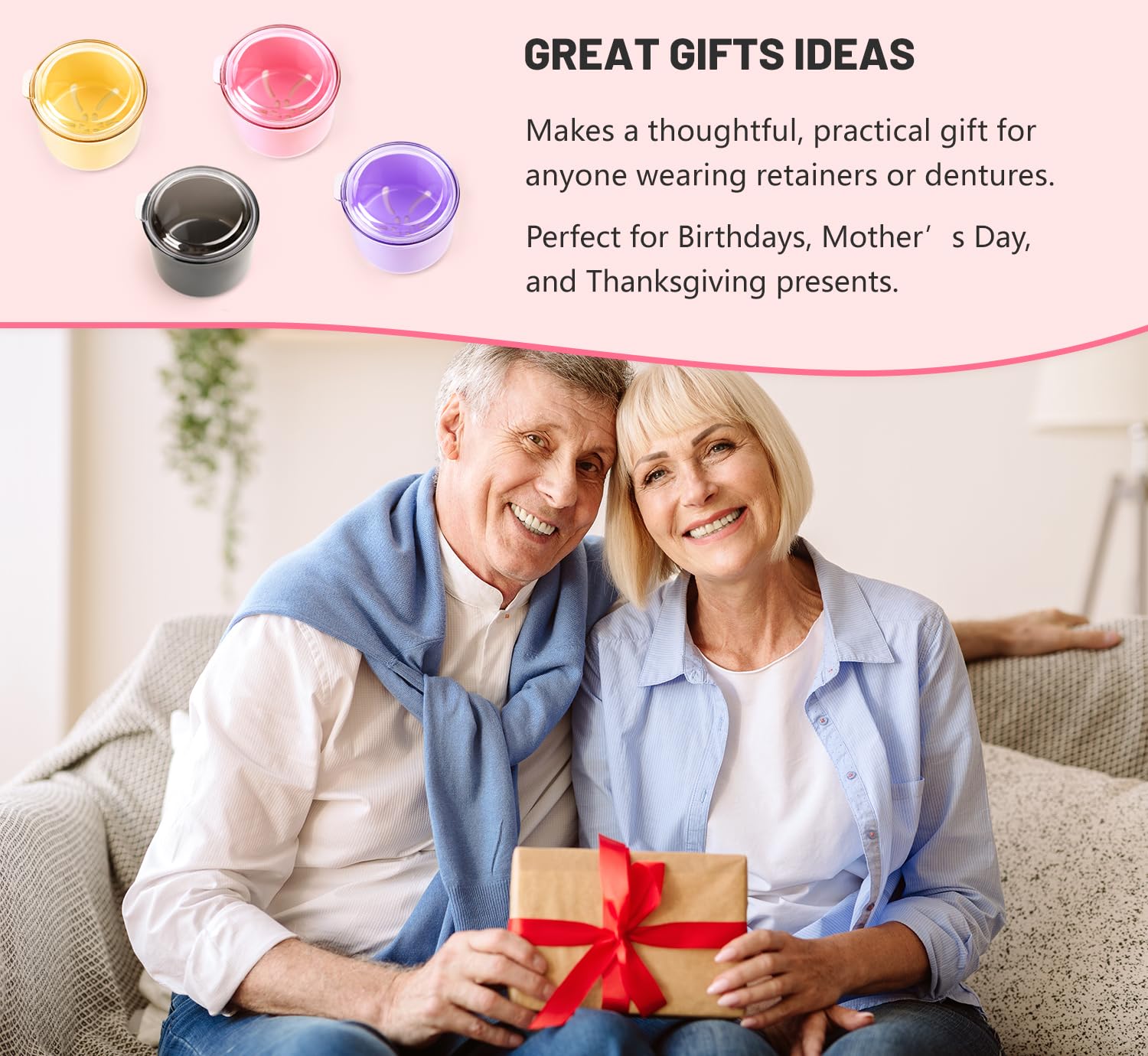 Denture Case, Leak Proof Denture Bath Cup, Full & Partial Denture Clean Holder Box with Strainer, Denture Brush, Denture Soaking Container Cups for Dentures, Retainers, Mouth Guard Case (Purple) - Image 6