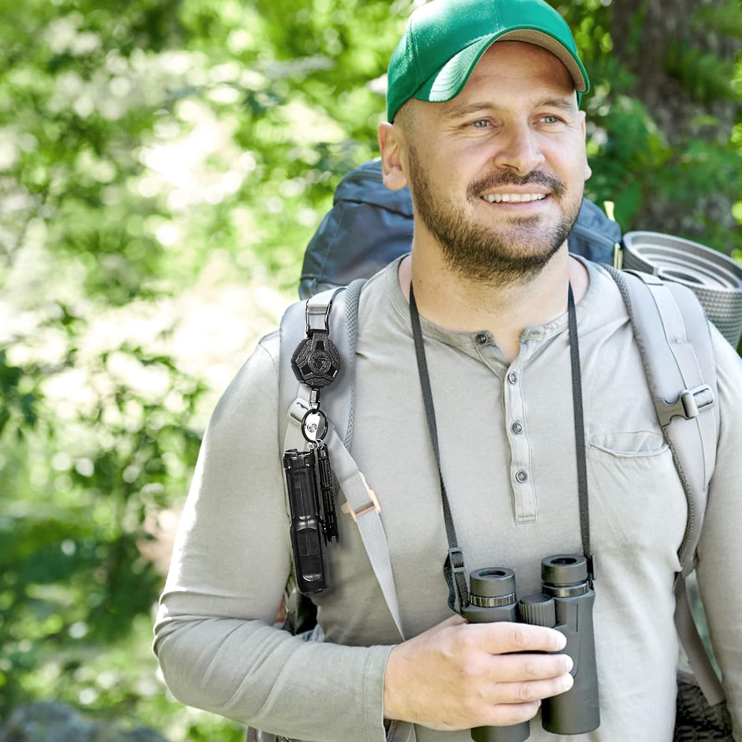 2 Pack Badge Reels Retractable, Heavy Duty Retractable Keychain, Tactical ID Badge Holder with Upgraded Zinc Alloy Carabiner, 31.5'' Coated Steel Cord, Bearing 8.0 oz- Black - Image 6