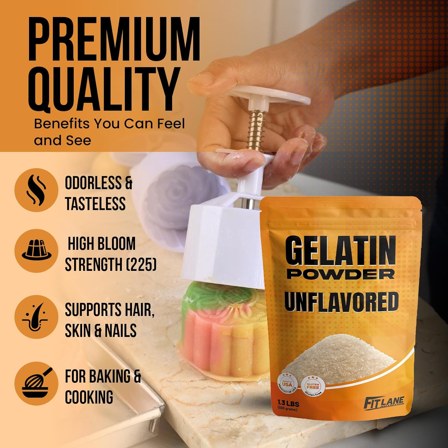 Gelatin Powder Unflavored 6 oz - Bulk Bag - Gelatina Sin Sabor en Polvo - Product of USA - Perfect for Desserts, Baking & Cooking - Supports Hair, Skin & Nails - Image 3