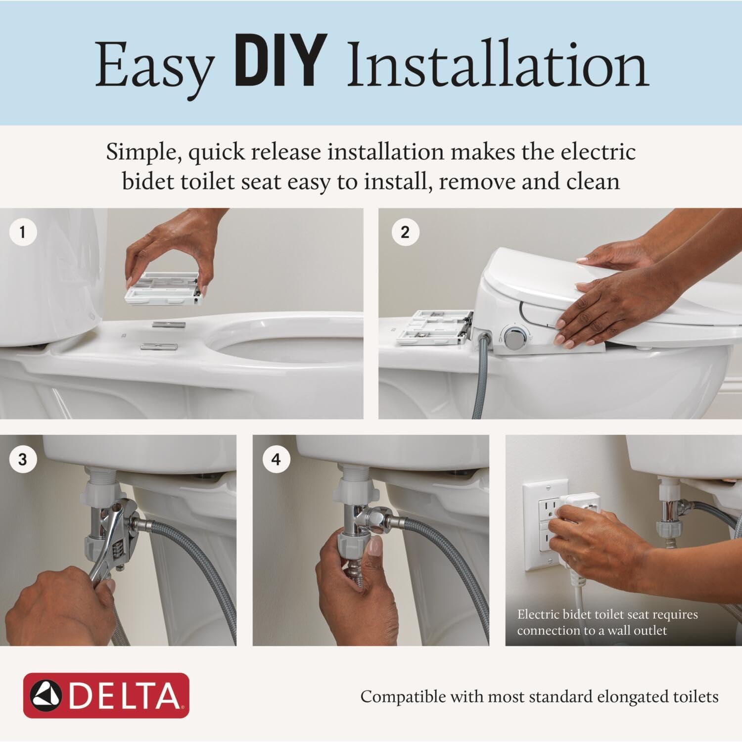 Delta Faucet Refresh Premium Elongated Electric Bidet Toilet Seat, Warm Water Bidet, Heated Seat Bidet, Bidet Attachment for Toilet, Toilet Seat Bidet, Bidet Toilet Seat Elongated, White 893006E-WH - Image 7