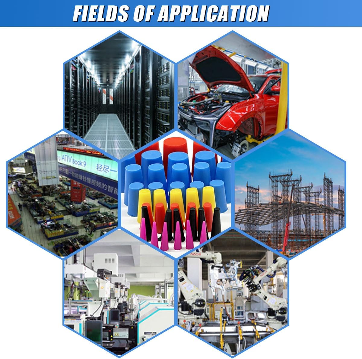 DUSCOKE 42PCS Silicone Tapered Plugs Assortment Kit, 8 Sizes High-Temp Resistant Rubber Stoppers 1/16" to 5/8" for Masking Off Hole Plugs During Media Blasting, Powder Coating, Paint, Spray (42PCS) - Image 6