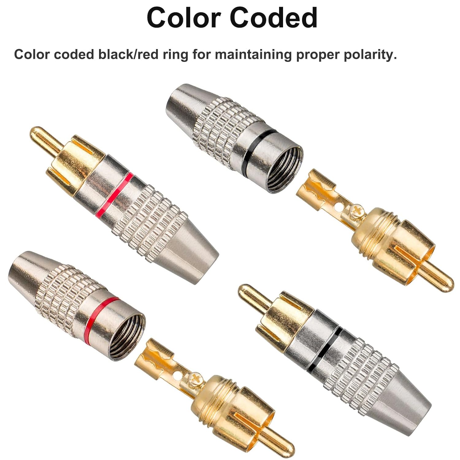 Elechood 20Pack RCA Male Plug Solder, Gold Audio Video Cable Adapter Connector for Speaker Wire Wall Plate Home Theater Audio Video Receiver Amplifiers and Sound Systems - Image 5