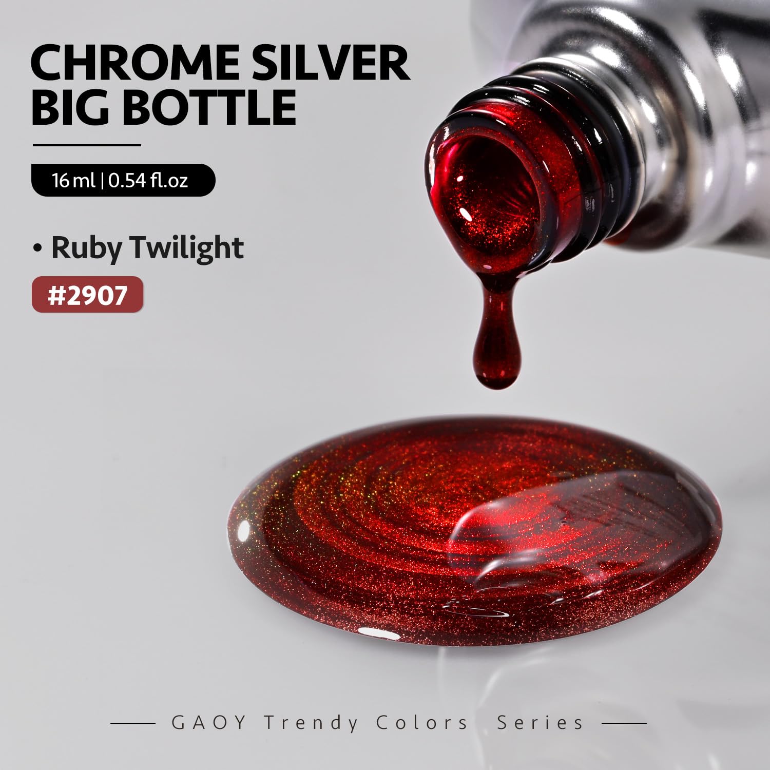 GAOY Red Cat Eye Gel Nail Polish, 16ml Glitter Holographic Nail Polish with Magnet, Reflective Translucent UV Gel, 2907 Ruby Twilight - Image 6