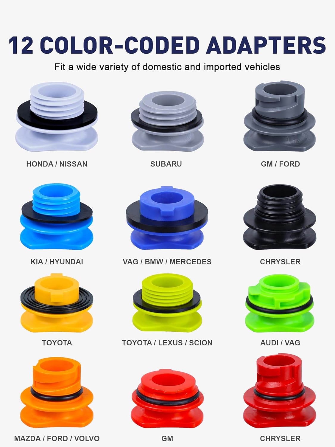 SMART JERRY - Spill-Proof Engine Oil Funnel Kit|Oil Change Funnel w/ 12 Adapters & 2 Magnetic Adapter Organizer Boards|Transparent Body w/Scale & Shut-Off Valve|Universal Fit - Image 3