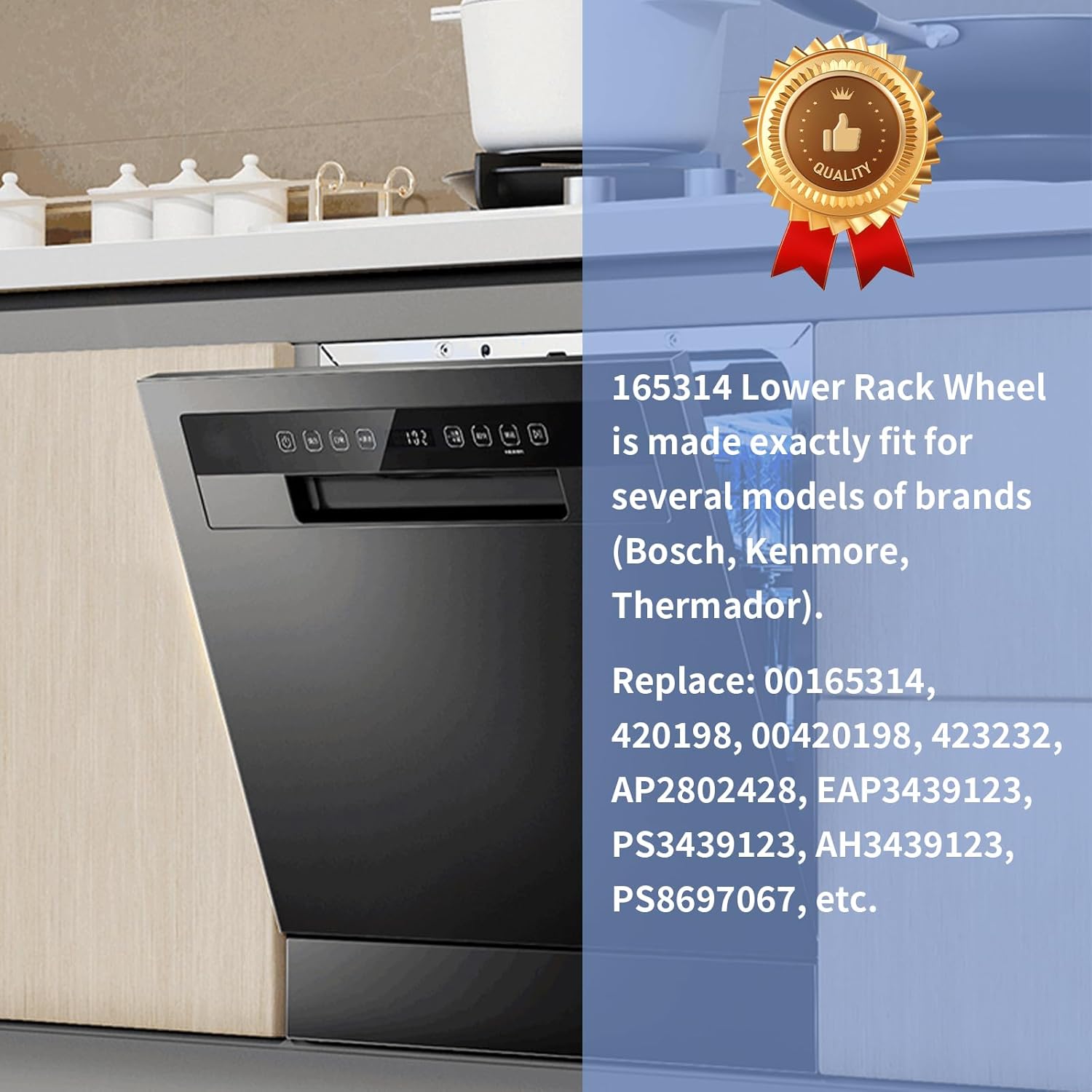 8 Packs 165314 Dishwasher Wheels Lower Rack Exact Fit for Bosch & Kenmore Dishwashers Replaces 420198 423232 AP2802428 PS8697067 - Image 5