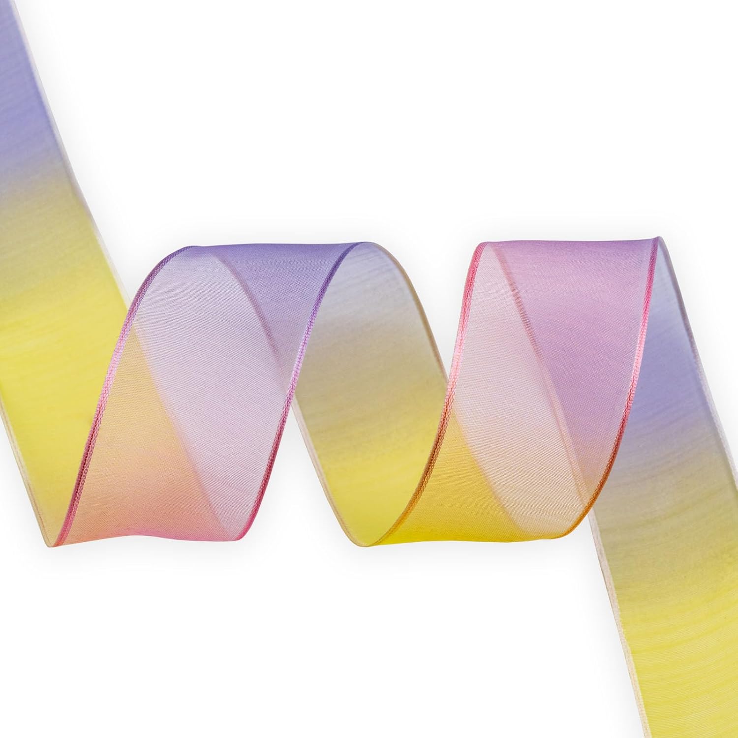 XMRIBBON Rainbow Sheer Organza Ribbon Wired 1-1/2 Inch X 25 Yards for Floral & Craft Decoration - Image 6