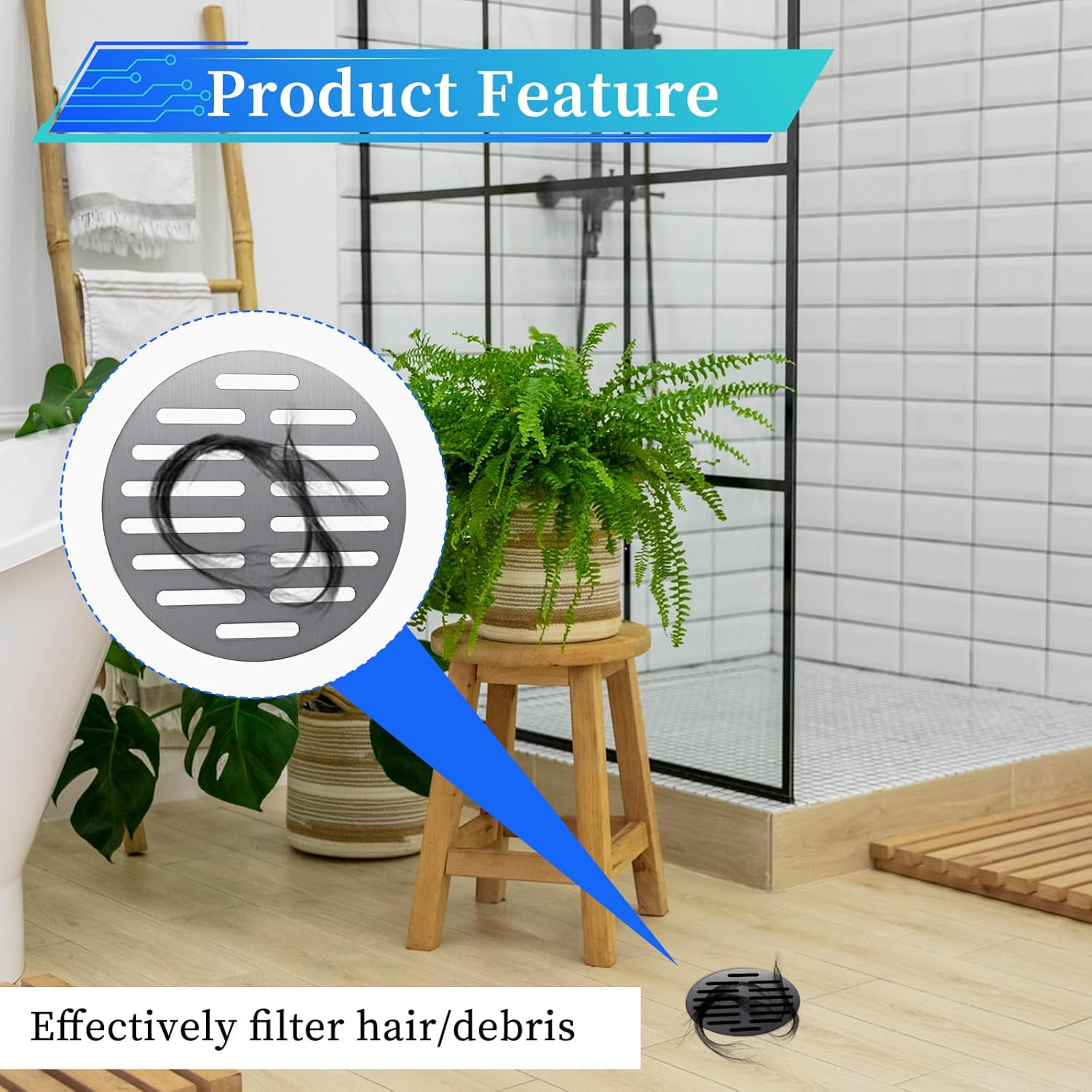 6 Inch Stainless Steel Round Floor Drain Cover Replacement Floor Drainer Drain Protection Cover for Furniture Repair Bathroom Kitchen, Silver - Image 5