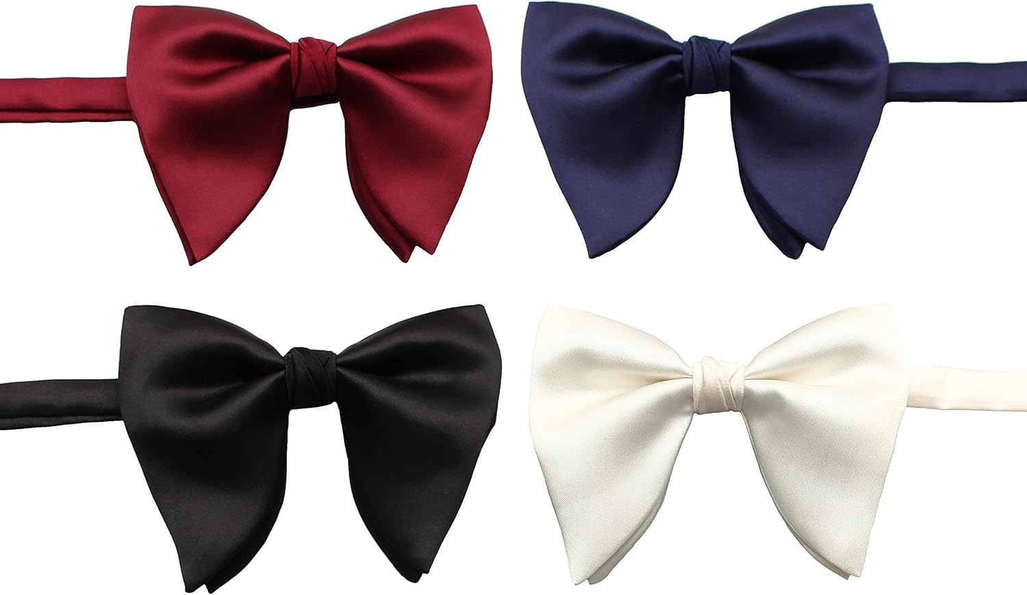 Lovacely Mens Oversized Satin Silk Bow Tie Solid Color Formal Tuxedo Big Bowtie - Image 4