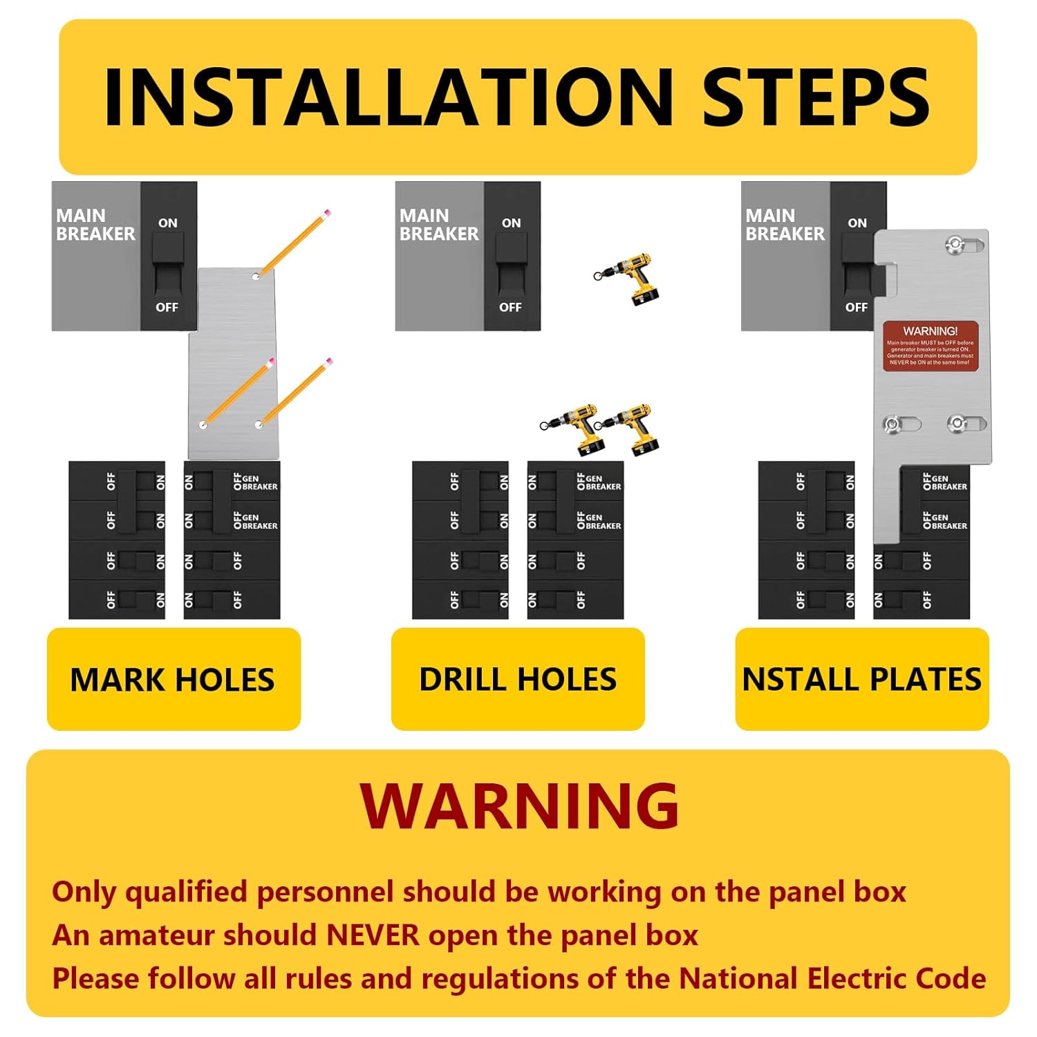 PFCKE Generator Interlock Kit Compatible with Square D Vertical Main 150 or 200 amp Breaker,3 1/4 to 4 Inch Spacing Between Main and Branch Breaker(SD-200VL) - Image 4