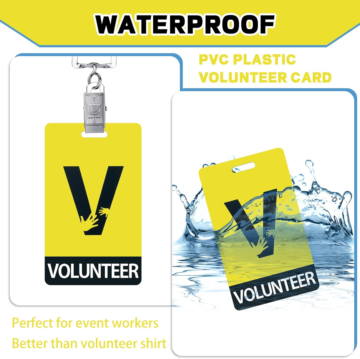 Colarr 25 Pack Volunteer Lanyard with PVC Plastic Card Pass Volunteer Identification ID Badges Bulk Breakaway Lanyard for Activity, Fundraising, Church, School, Events(Yellow) - Image 6