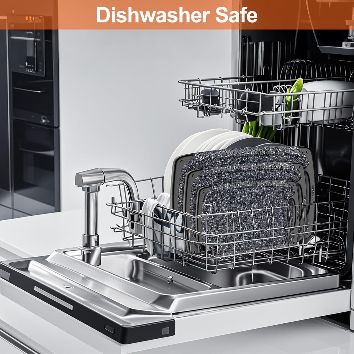 KIMIUP Kitchen Cutting Board (Set of 3),Professional Chopping Boards Sets,Dishwasher Safe Cutting Boards With Juice Grooves & Carrying Handle & No BPA - Image 5