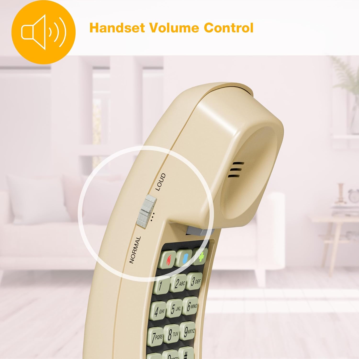 AT&T TRIMLINE 210 Corded Home Phone, No AC Power Required, Improved Easy-Wall-Mount, Lighted Big Button Keypad, 13 SpeedDial Keys, Last Number Redial, Mute, Flash, Volume Control, Beige - Image 8