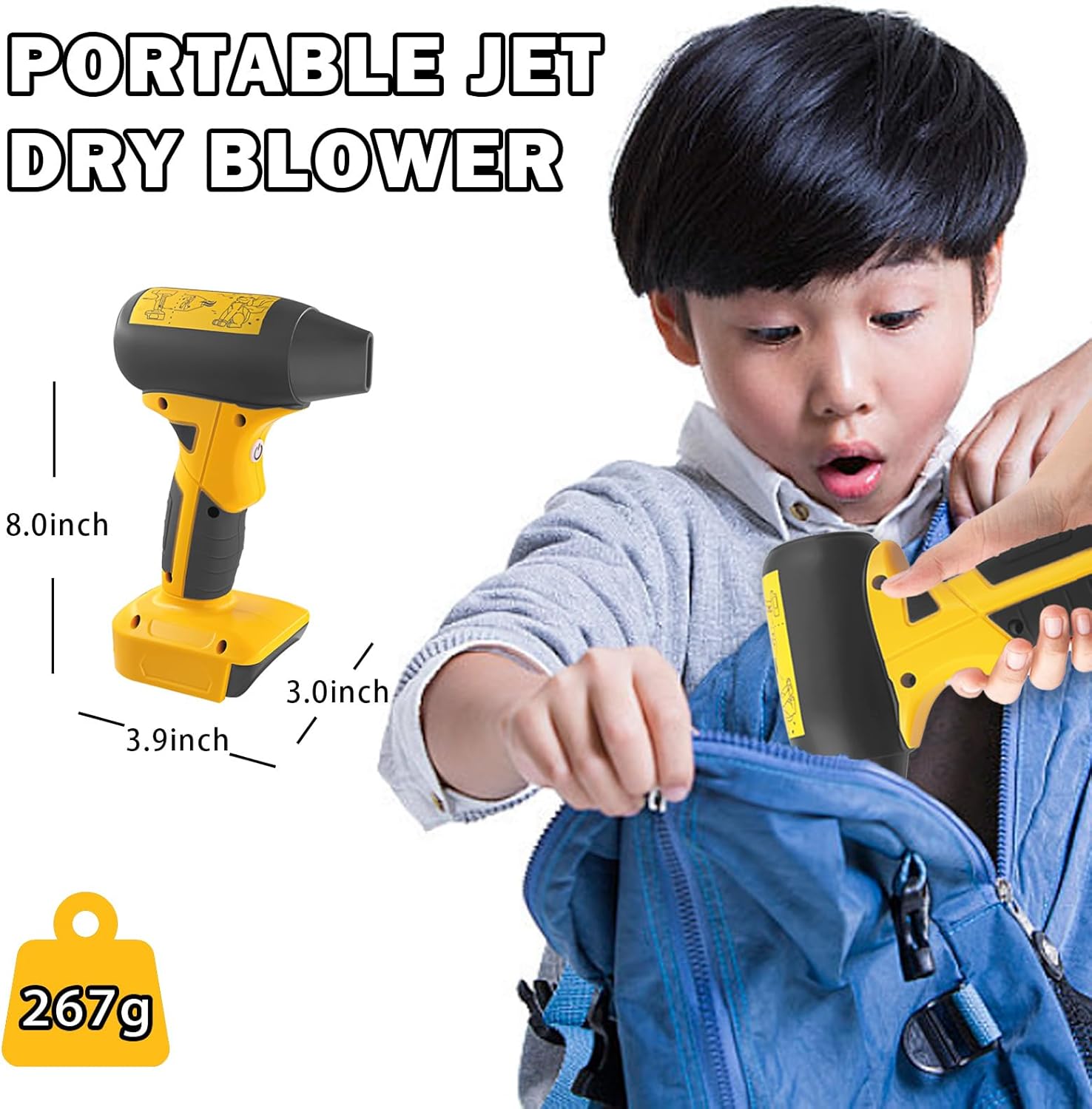 Mini Jet Blower Portable Violent Turbo Fan for Dewalt 20V Battery, 4-Speed Wireless High Speed Fan, for Computer Key Board Cleaning,Hair Drying,Camping,Outdoors,Car (No Battery) - Image 2