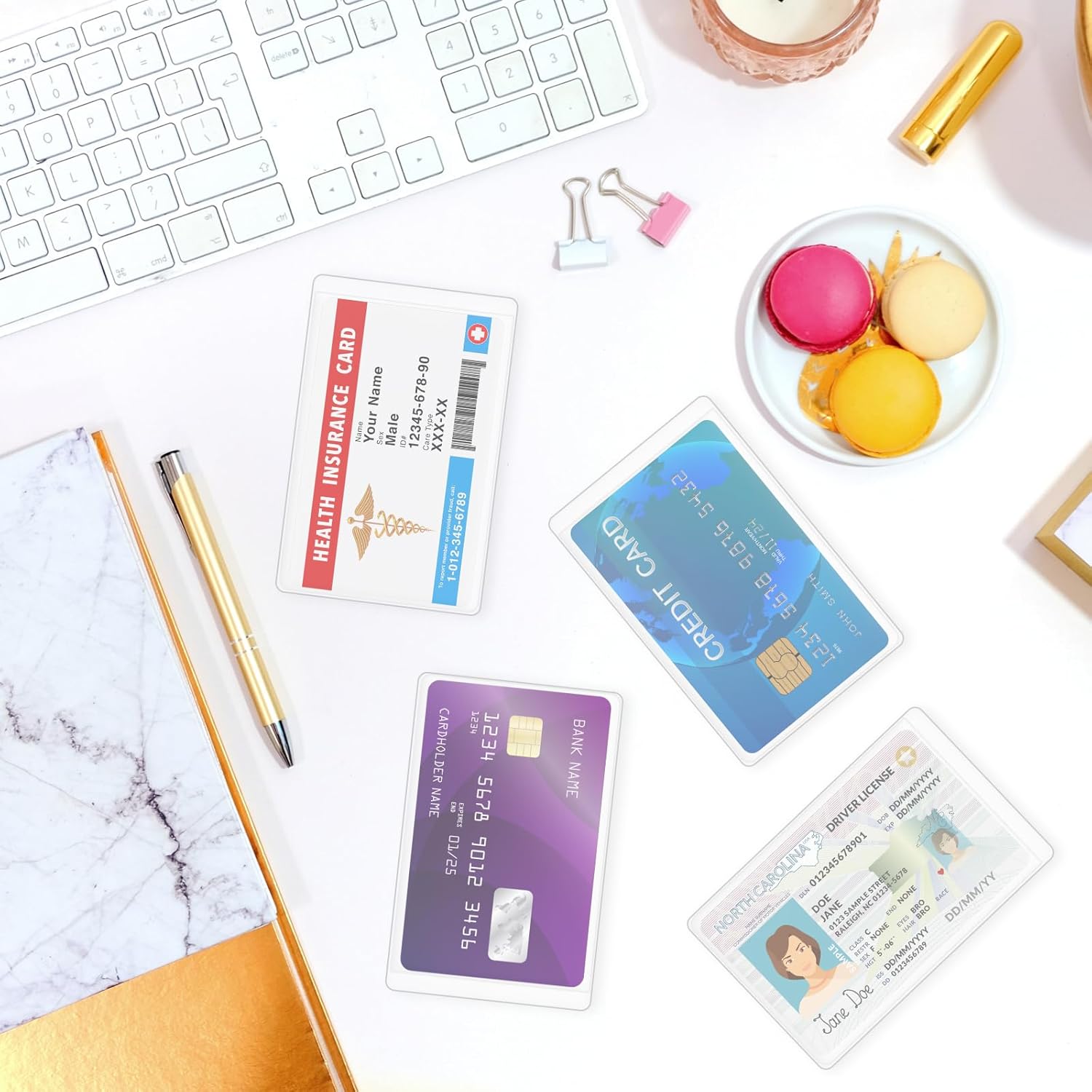 ZHOMA 10 Pack New Medicare Card Holder Protector Sleeves, Soft Clear PVC Wallet Insert for Credit and Business Card, 2.44 x 3.66 Inch Thick Transparent Waterproof for License ID Social Security Card - Image 4