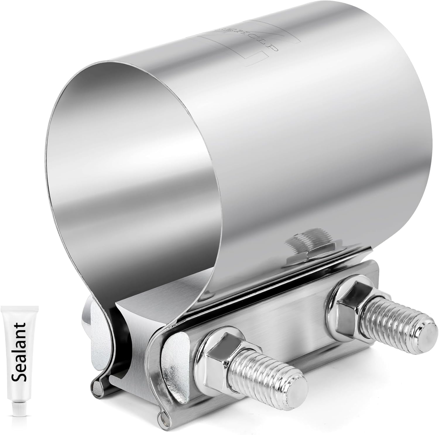 ZEHCLP 2 Pcs 1.75 inch Exhaust Clamp 1 3/4 Butt Joint 304 Stainless Steel Band Clamp Sleeve Couple Catalytic Converters,Muffler (2, 1.75 inch)