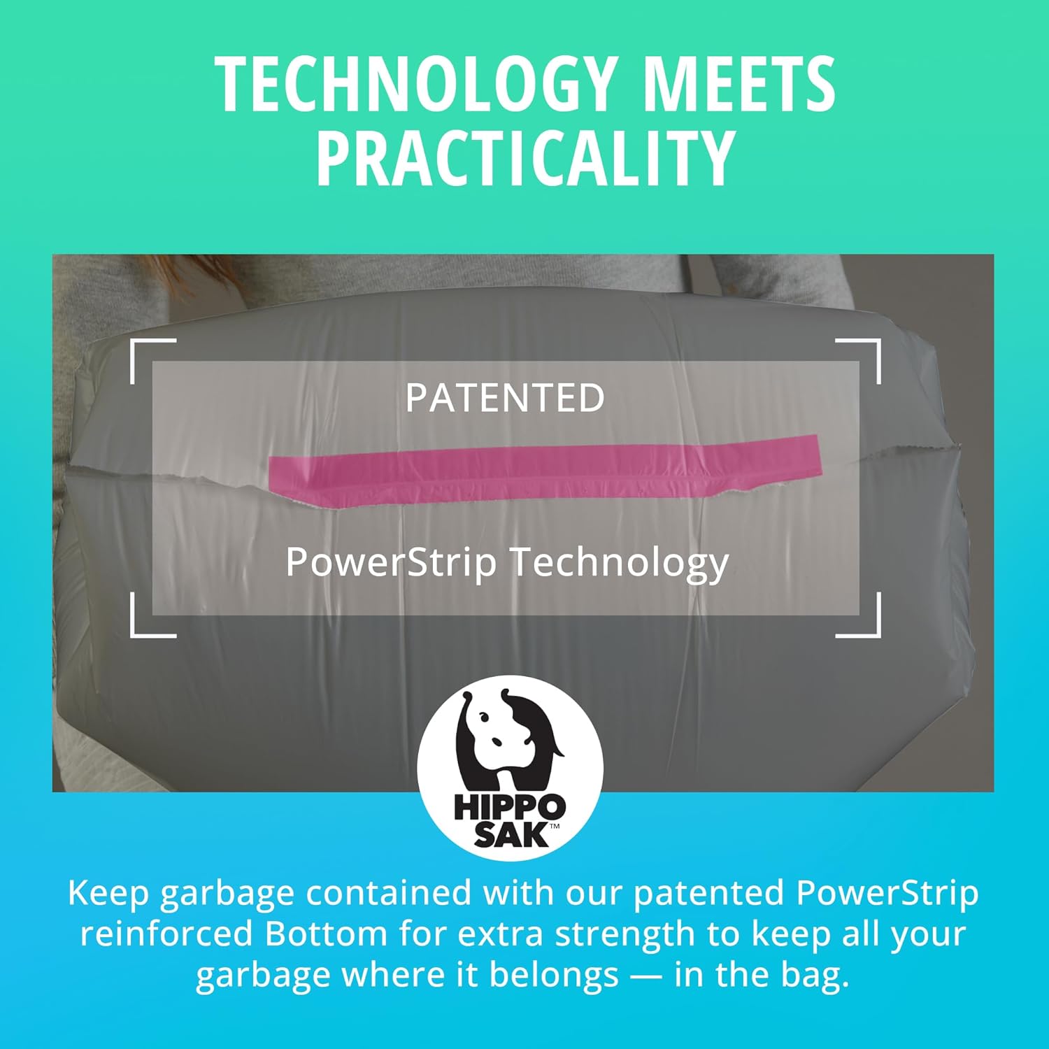 Hippo Sak - Tall Kitchen Garbage Bags with Ergonomic Handles - 13 Gallon Trash Bags Made from Recycled Ocean Bound Plastic - Super Strong and Leak Proof Tall Kitchen Trash Bags (45 Count) - Image 6