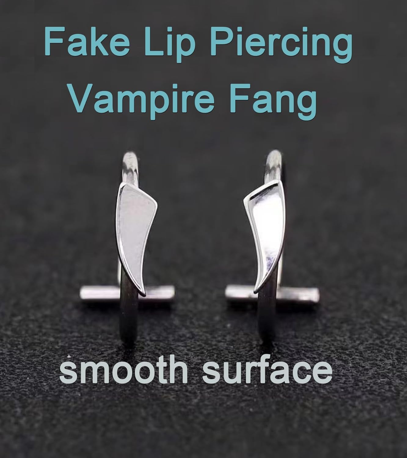 QWALIT Fake Lip Ring Cuffs Fake Nose Face Dermal Piercing Silver Clip on Vampire Teeth Fangs Faux Snake Bites Clip Nose Ring Hoops Non Piercing Stick on Stud Jewelry for Halloween Jewelry Women Men - Image 7