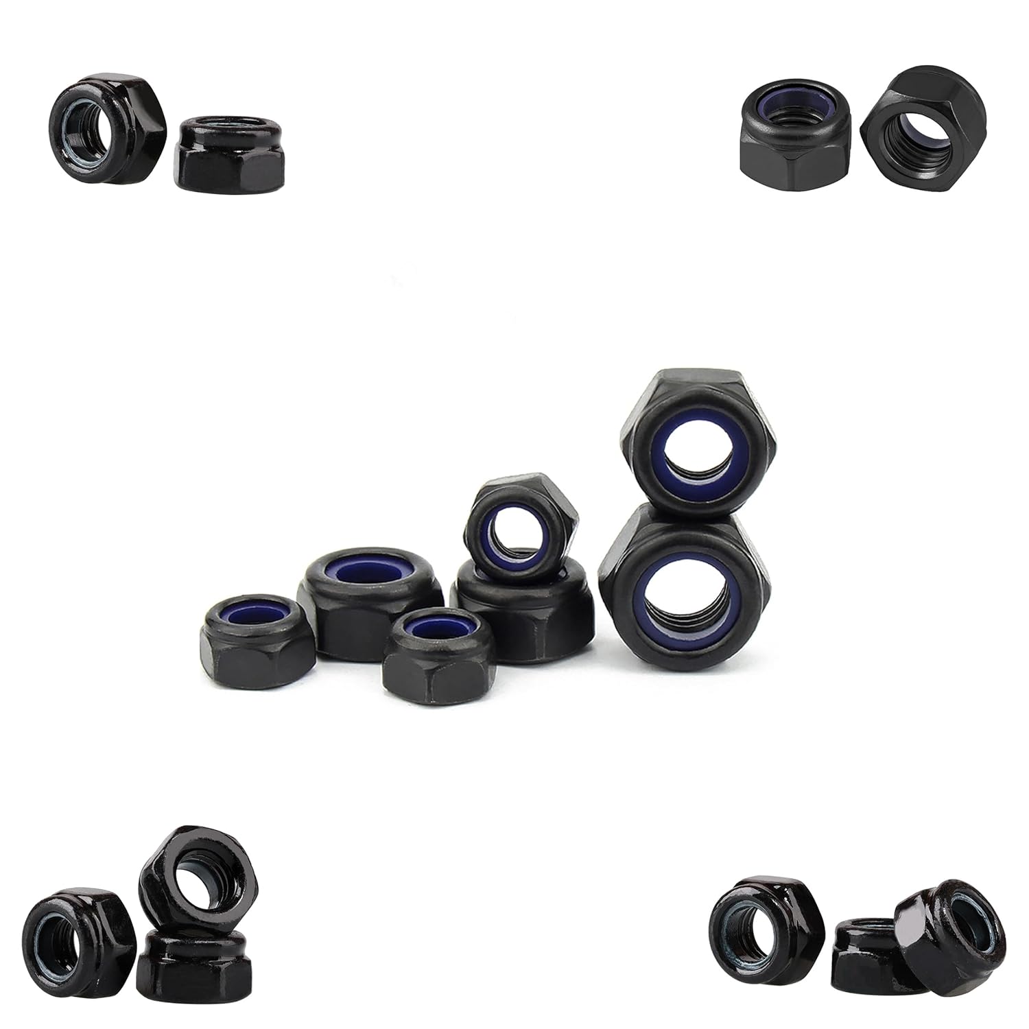 SCXCLY 50pcs Nylon Insert Hex Lock Nuts, 1/4-20 Inch Lock Nuts, 304 Stainless Steel (Black) - Image 4