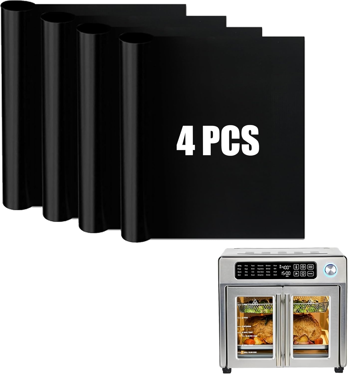 SIUDANGKA Air Fryer Liners Compatible with Emeril Lagasse 26 QT Extra Large Air Fryer, 4 PCS Air Fryer Oven Liners Reusable for Emeril Lagasse Accessories