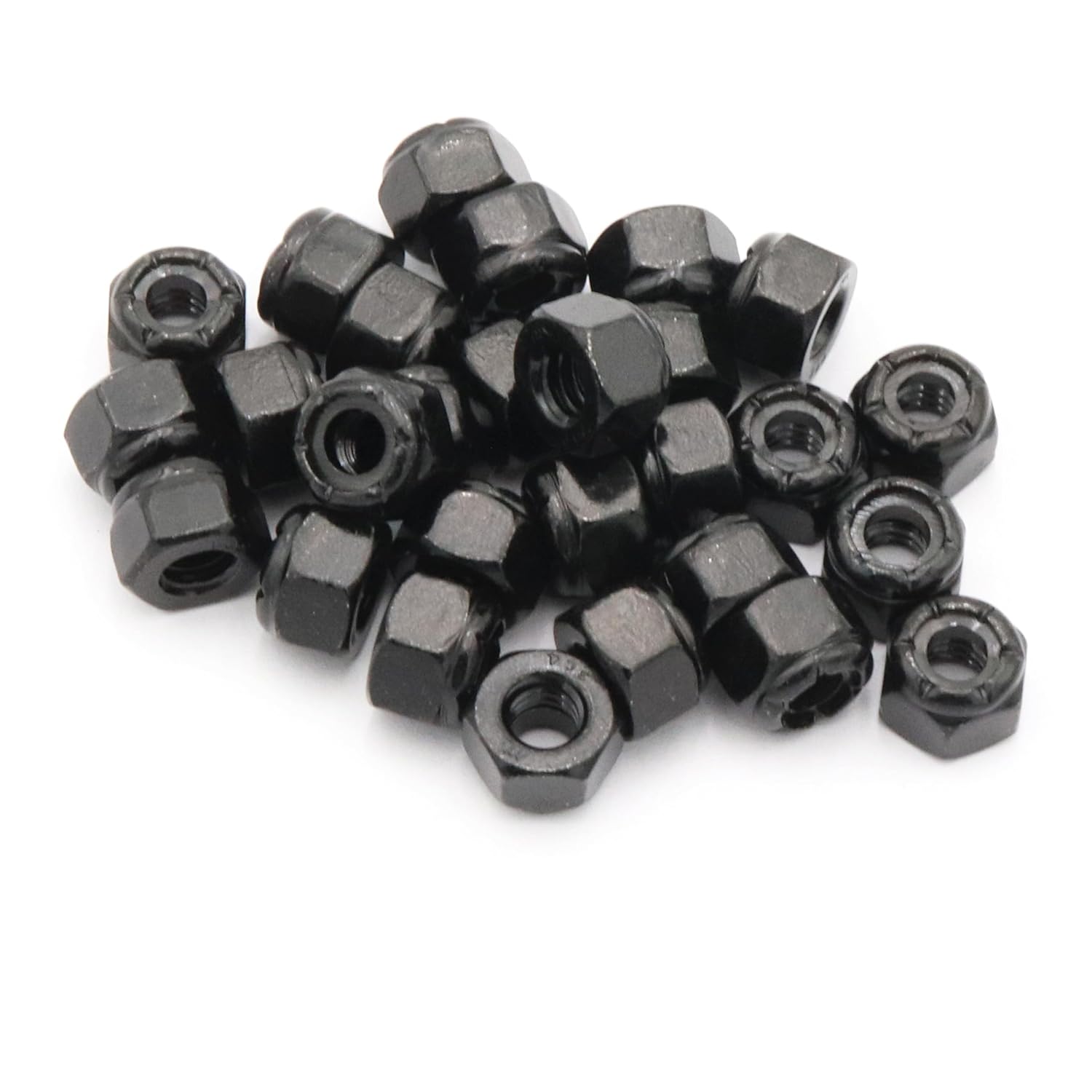 SCXCLY 50pcs Nylon Insert Hex Lock Nuts, 1/4-20 Inch Lock Nuts, 304 Stainless Steel (Black)