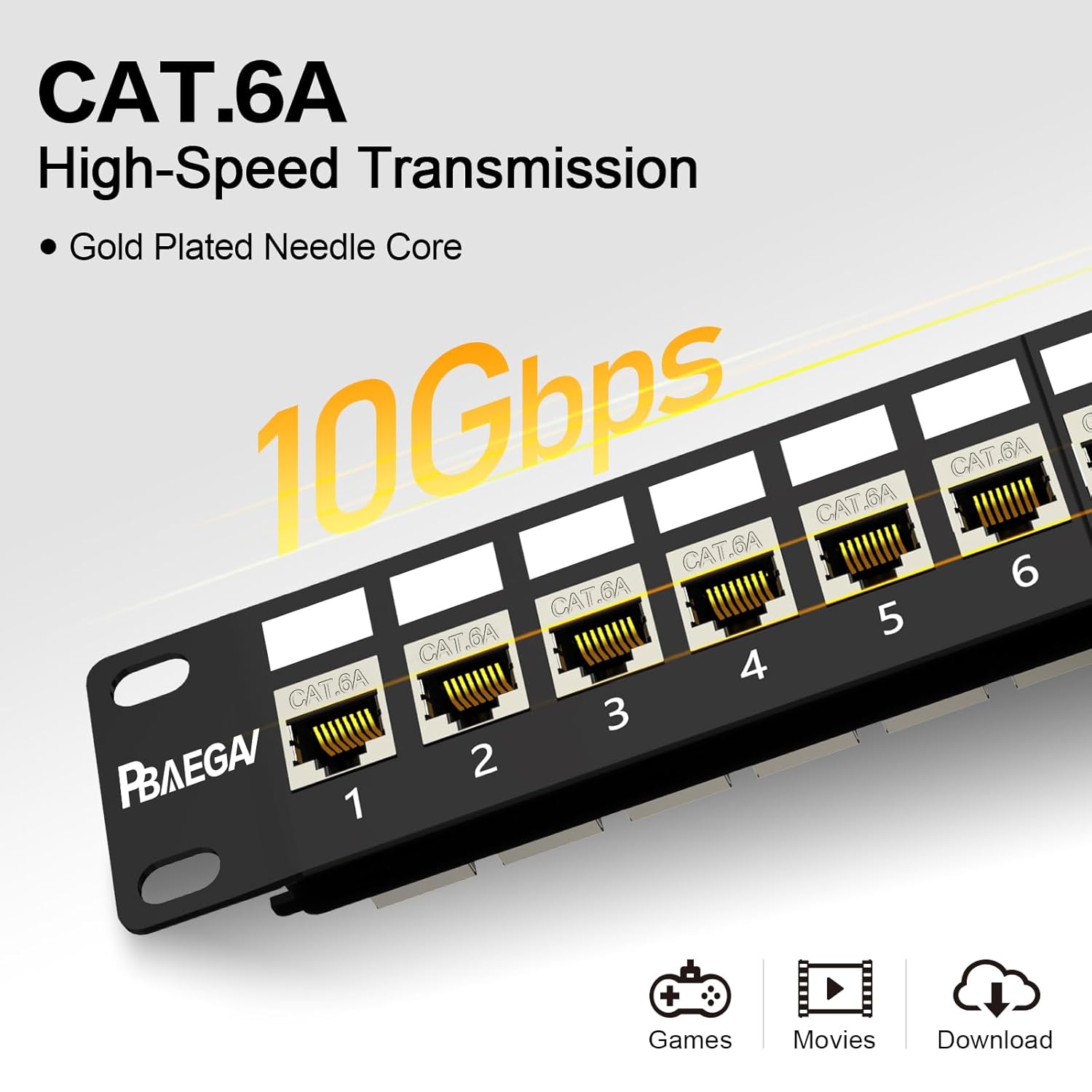 PBAEGAV Patch Panel 24 Port with 24 Pcs Cat6A Keystone Jack STP 10G Support with Removable Back Bar 1U Network Patch Panel 19 Inch for Cat6,Cat5e,Cat5 (CAT6A, 1U24Port) - Image 4