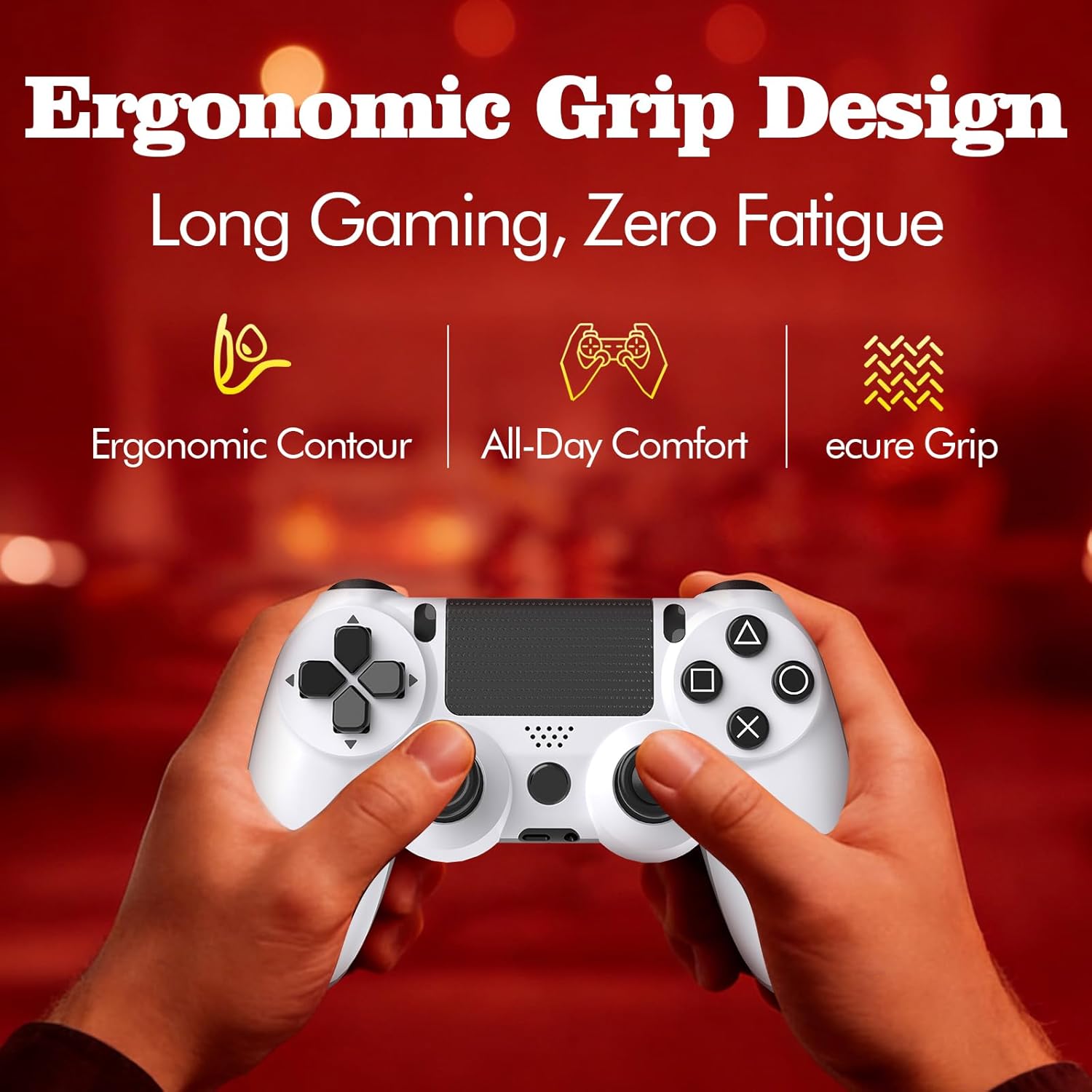 Dwifocor Control for PS4 Controller 2 Pack Wireless Remote for PlayStation 4 Controllers,Dual Gamepad Shock with Vibration No-Drift Joysticks Compatible with PS4 Slim Pro White Orange,Best Gfit - Image 4