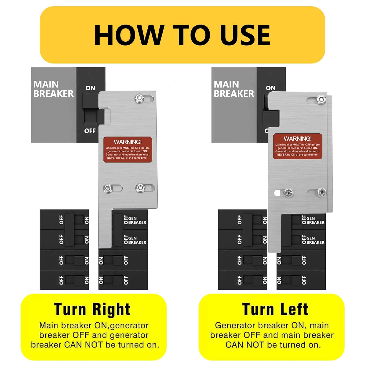 PFCKE Generator Interlock Kit Compatible with Square D Vertical Main 150 or 200 amp Breaker,3 1/4 to 4 Inch Spacing Between Main and Branch Breaker(SD-200VL) - Image 5
